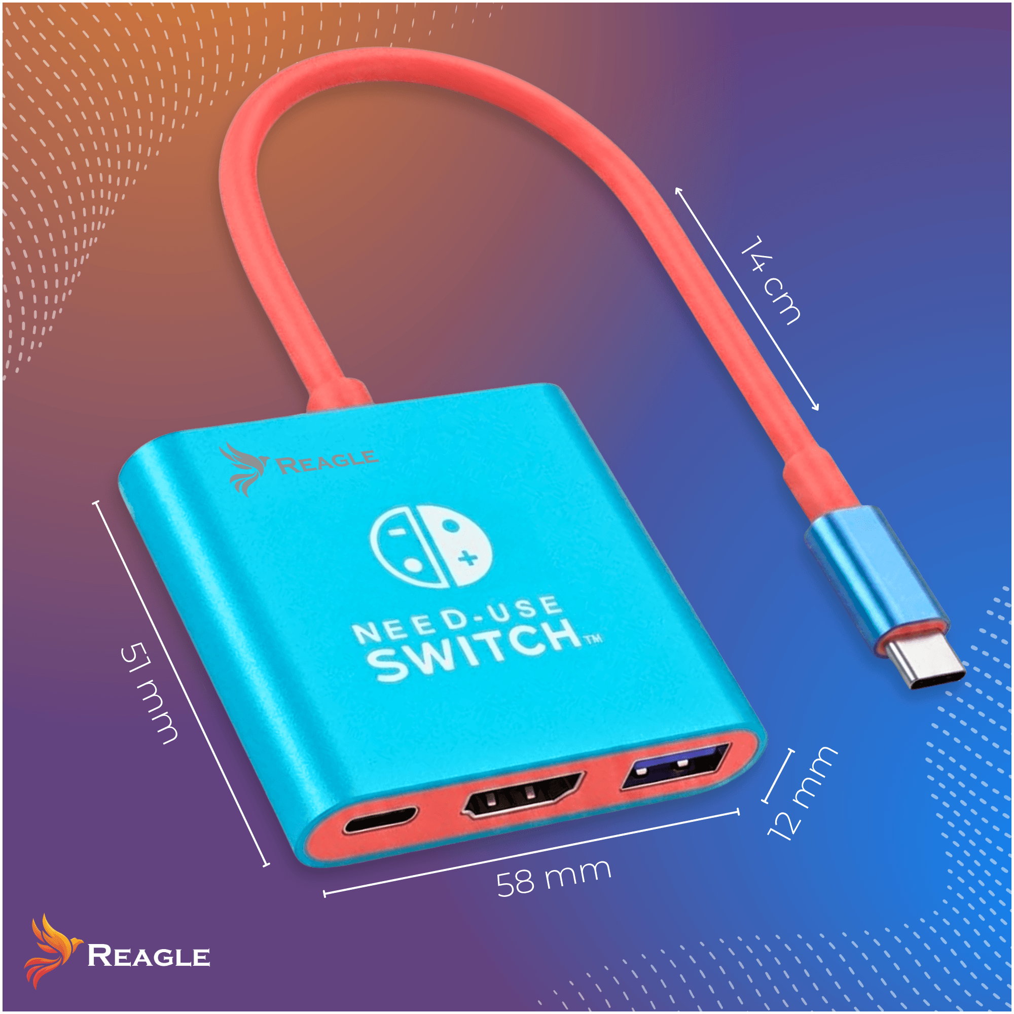 Adapter USB-C HDMI 4K 60Hz PD 100W USB 3.0 Nintendo Switch 2