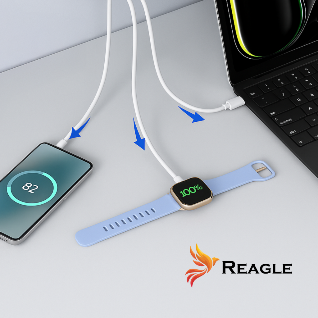REAGLE Ładowarka Gan PD 65 W PD 1x USB-C, 1x QC 3.0 Laptop Iphone Zwijany Kabel_3