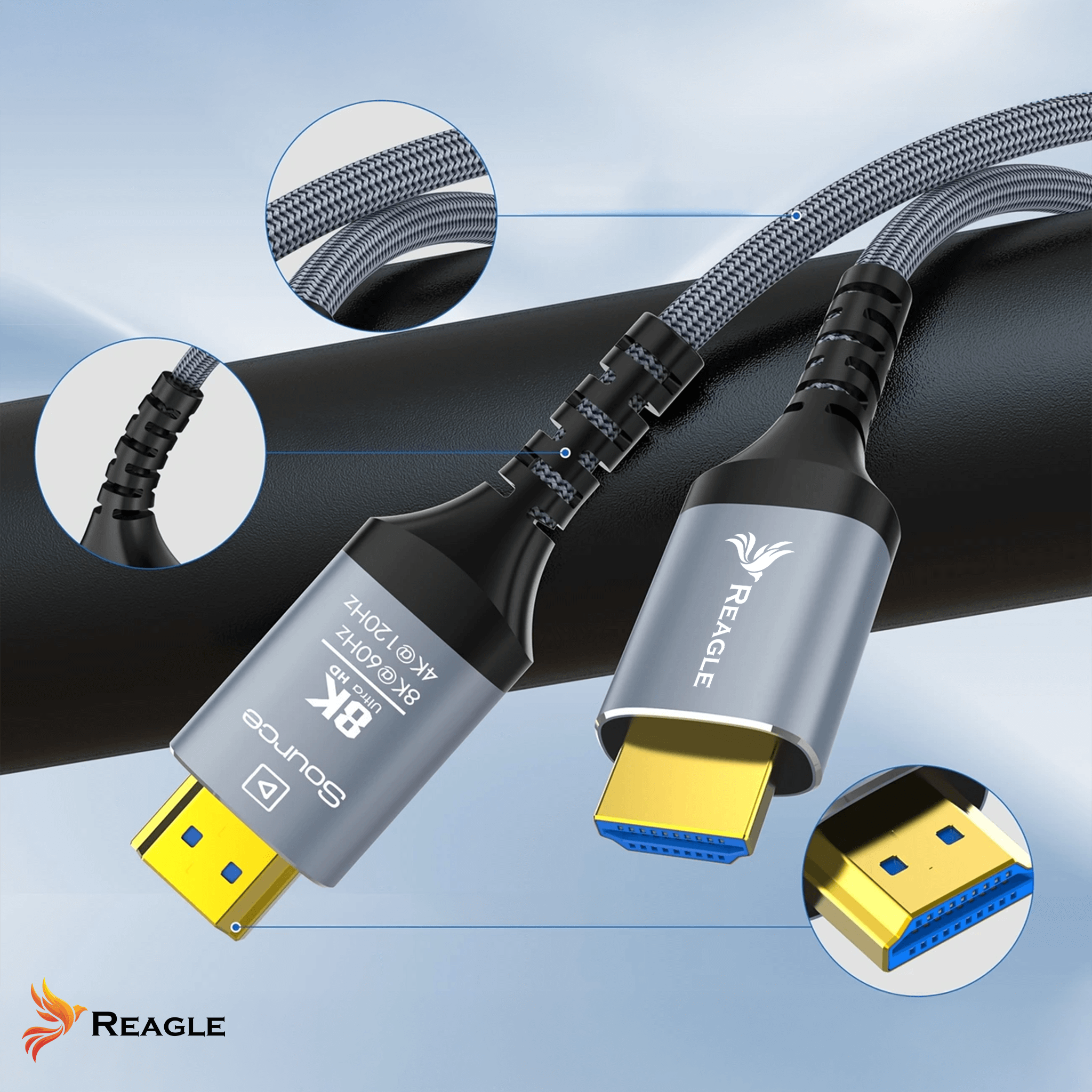 Reagle Kabel HDMI 2.1 ULTRA Optyczny 48Gbps AOC 8K 4K 120HZ HDR Przewód 10M_3
