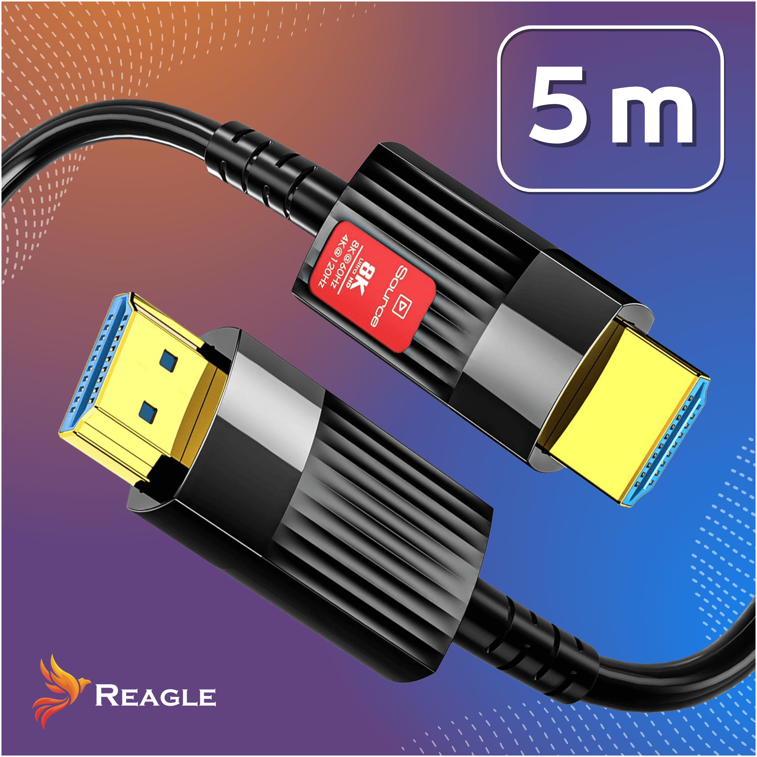 REAGLE Kabel HDMI 2.1 Optyczny 48Gbps AOC 8K 60HZ 4K 120HZ HDR Przewód 5M_3