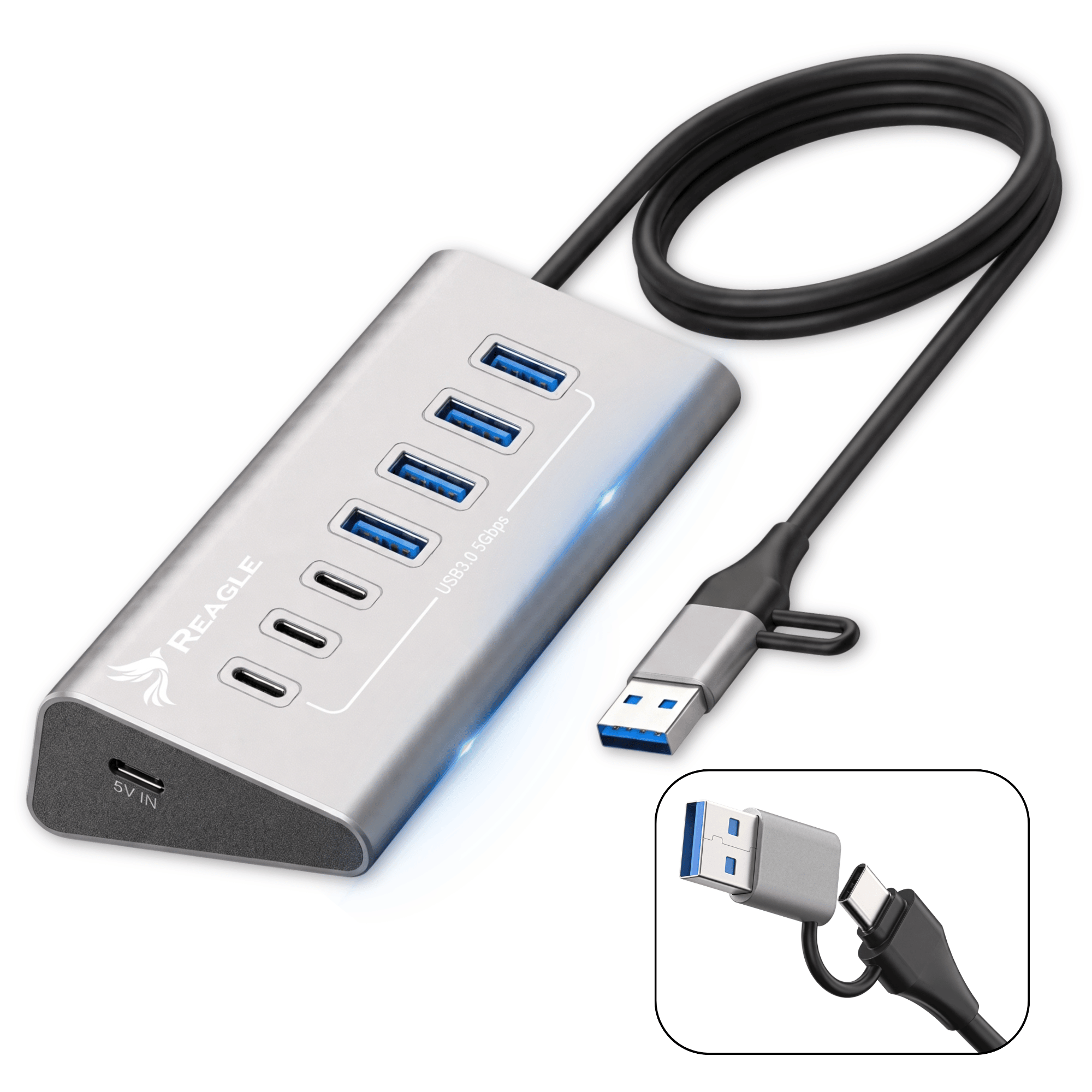 Reagle RHUB44AC aktywny hub USB 7 portów USB-A USB-C