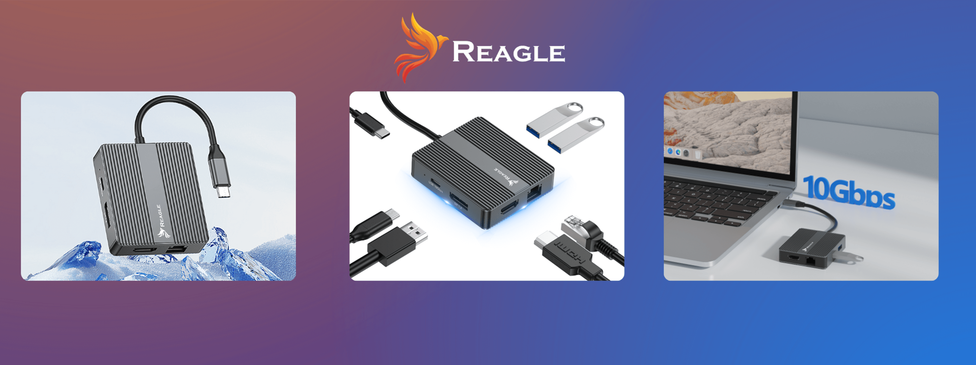 Hub USB-C Reagle 7w1 LAN RJ45 Ethernet