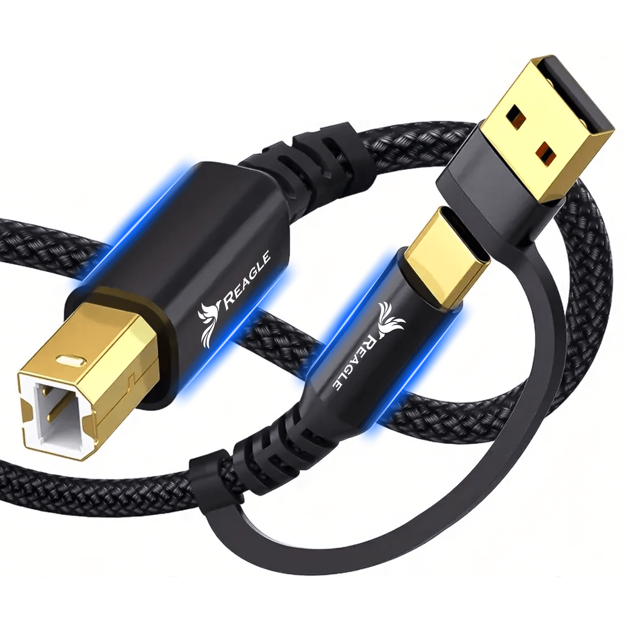 Reagle RUACB100M kabel USB do drukarki 1 m 2w1 USB-A USB-C do USB-B