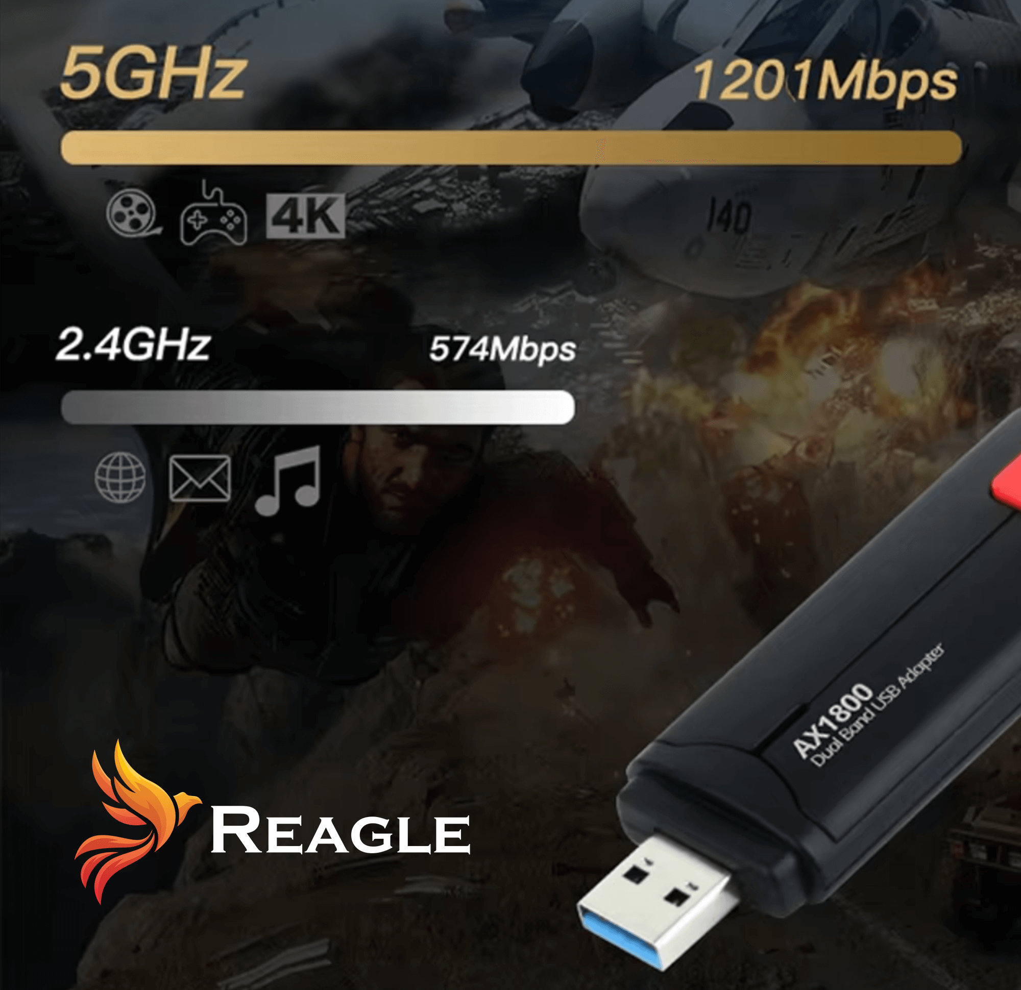 Reagle RYWU5 dual band 2,4GHz 5GHz 1800Mbps