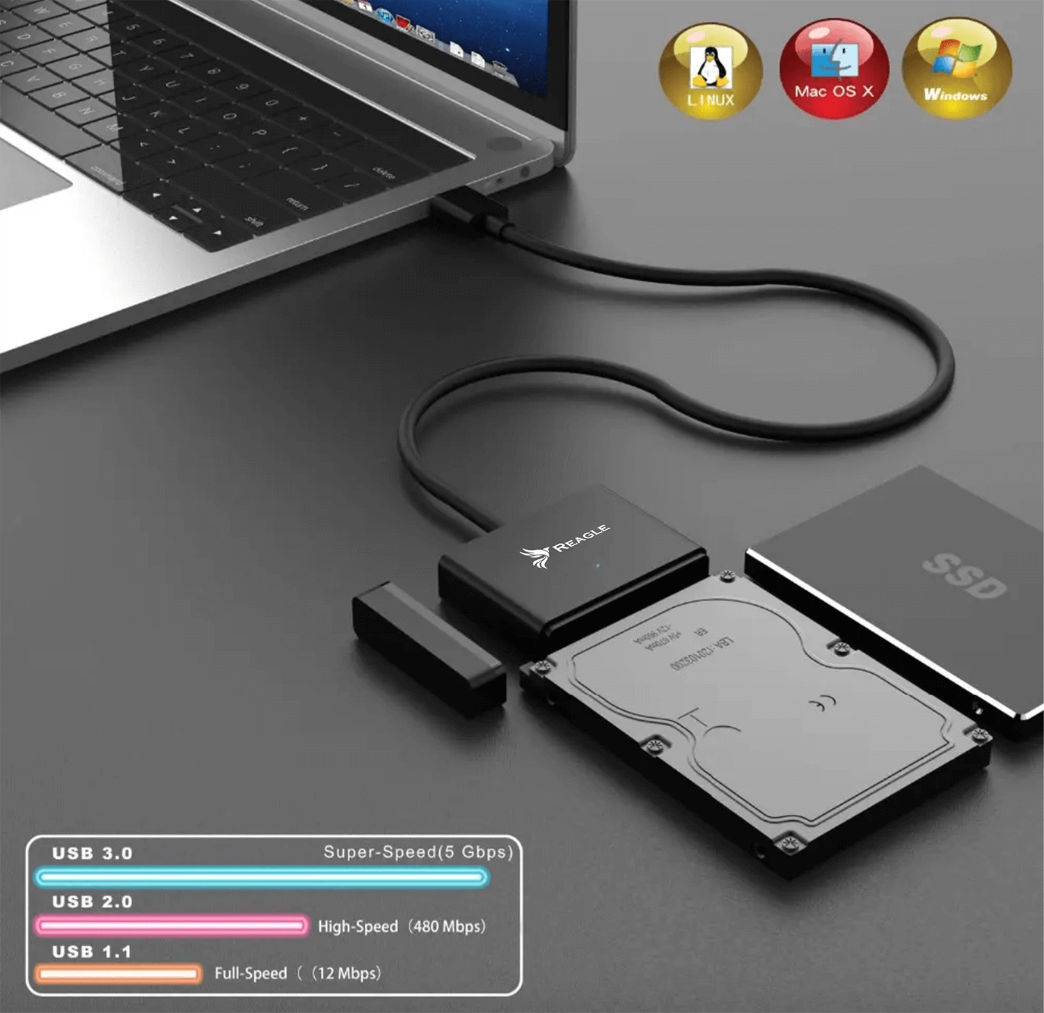 Reagle Adapter USB 3.1 SATA 2,5" do HDD SSD Adapter kablowy 5GB/s_1