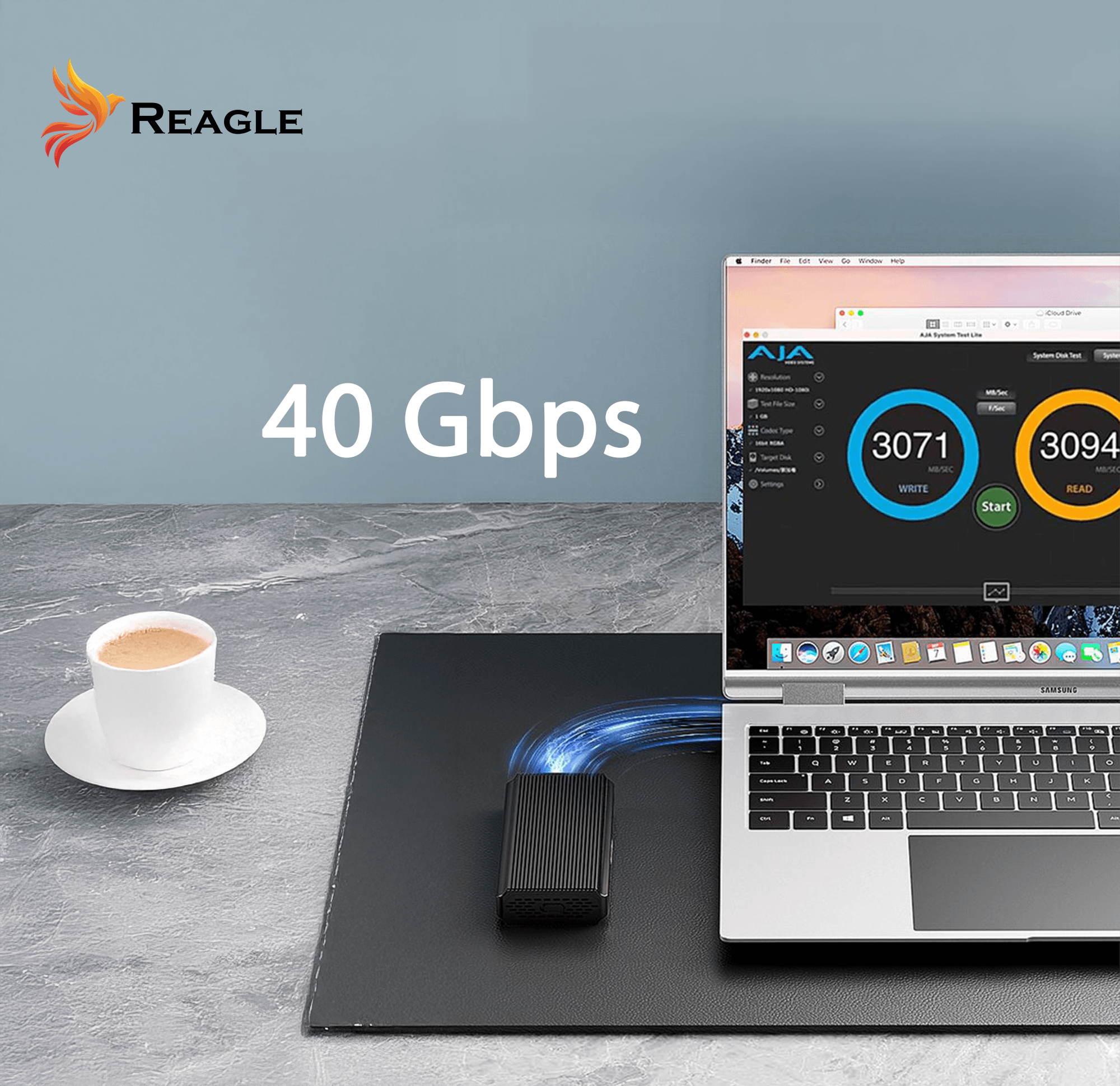 REAGLE OBUDOWA KIESZEŃ NA DYSK SSD NVME PCIe M.2 USB-C 4.0 Thunderbolt 4, 40 Gb/s_2