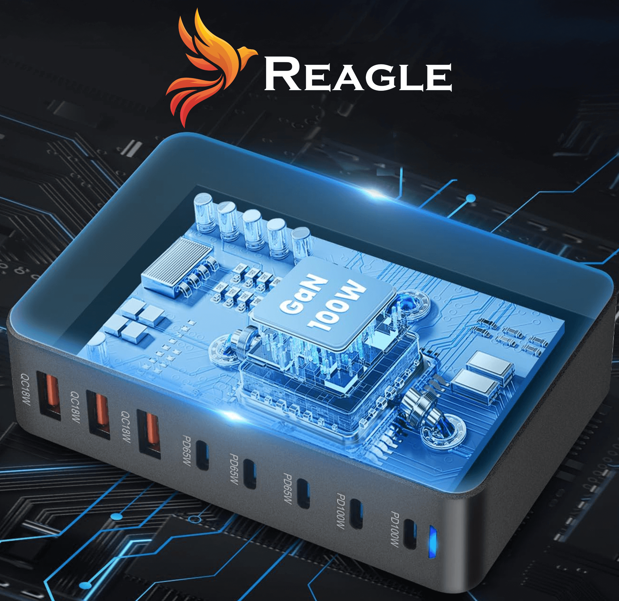 8-in-1 SCHNELLLADEGERÄT GaN III 440W PD 5x USB C 3x QC 3.0 FÜR IPHONE LAPTOPS_2