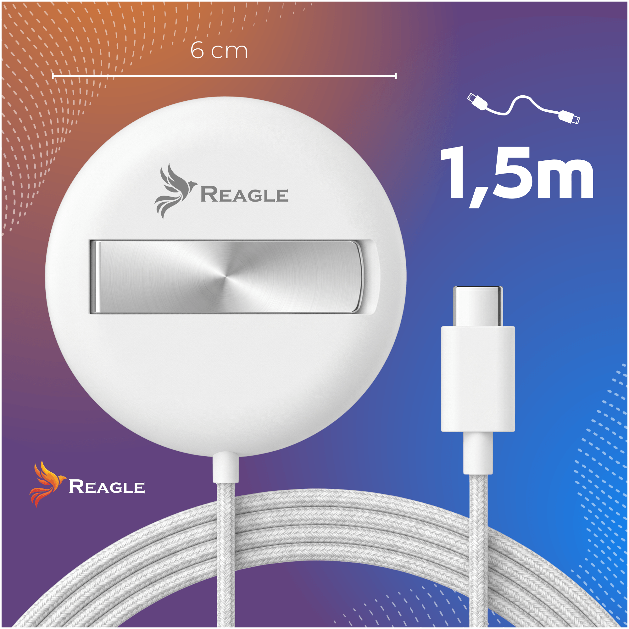 Ładowarka indukcyjna MagSafe / Qi2 15 W USB-C do Apple i Samsung - kolor biały