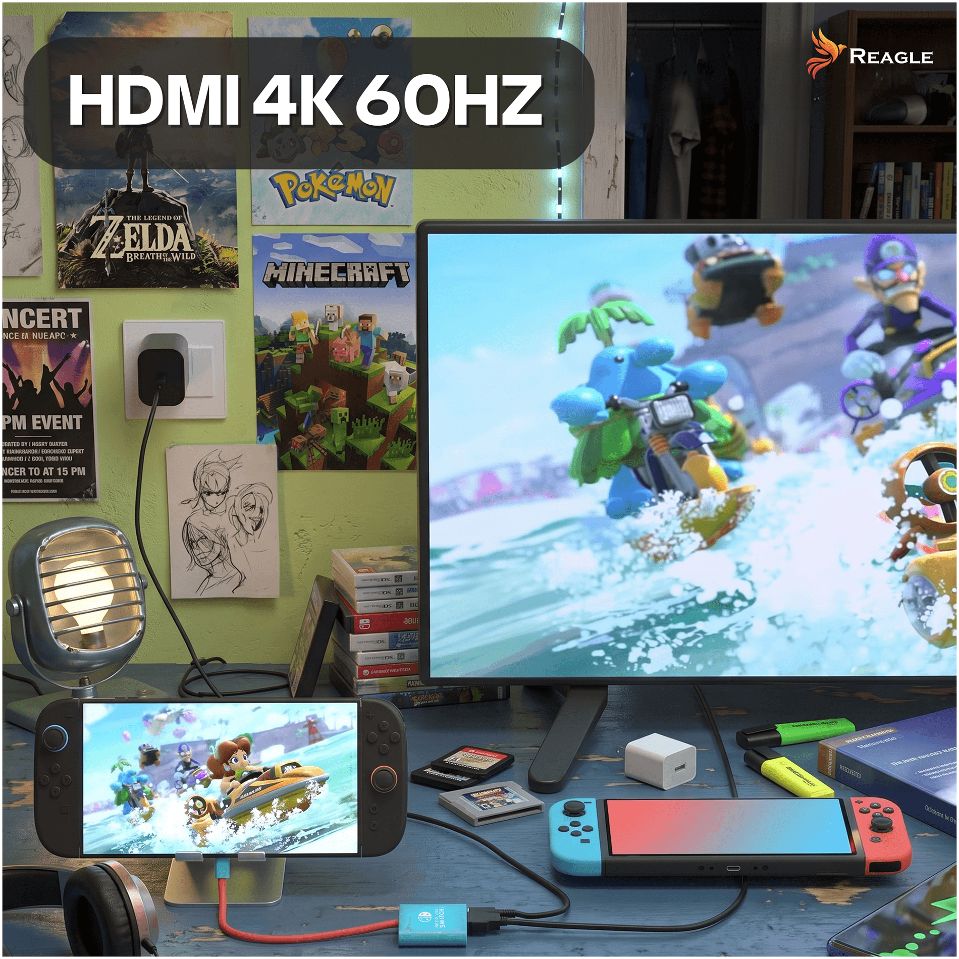 Adapter USB-C HDMI 4K 60Hz PD 100W USB 3.0 Nintendo Switch 2