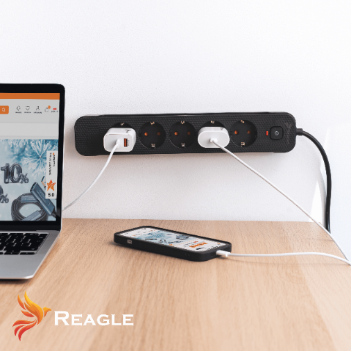 Reagle RSTRIP51 listwa 5 gniazd czarna możliwość montażu na ścianie