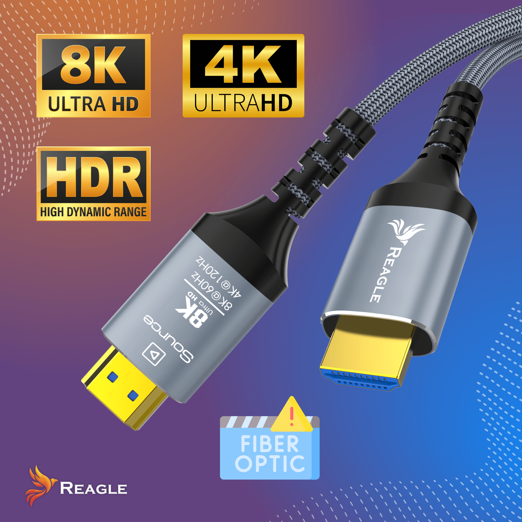 Reagle Kabel HDMI 2.1 ULTRA Optyczny 48Gbps AOC 8K 4K 120HZ HDR Przewód 10M_1