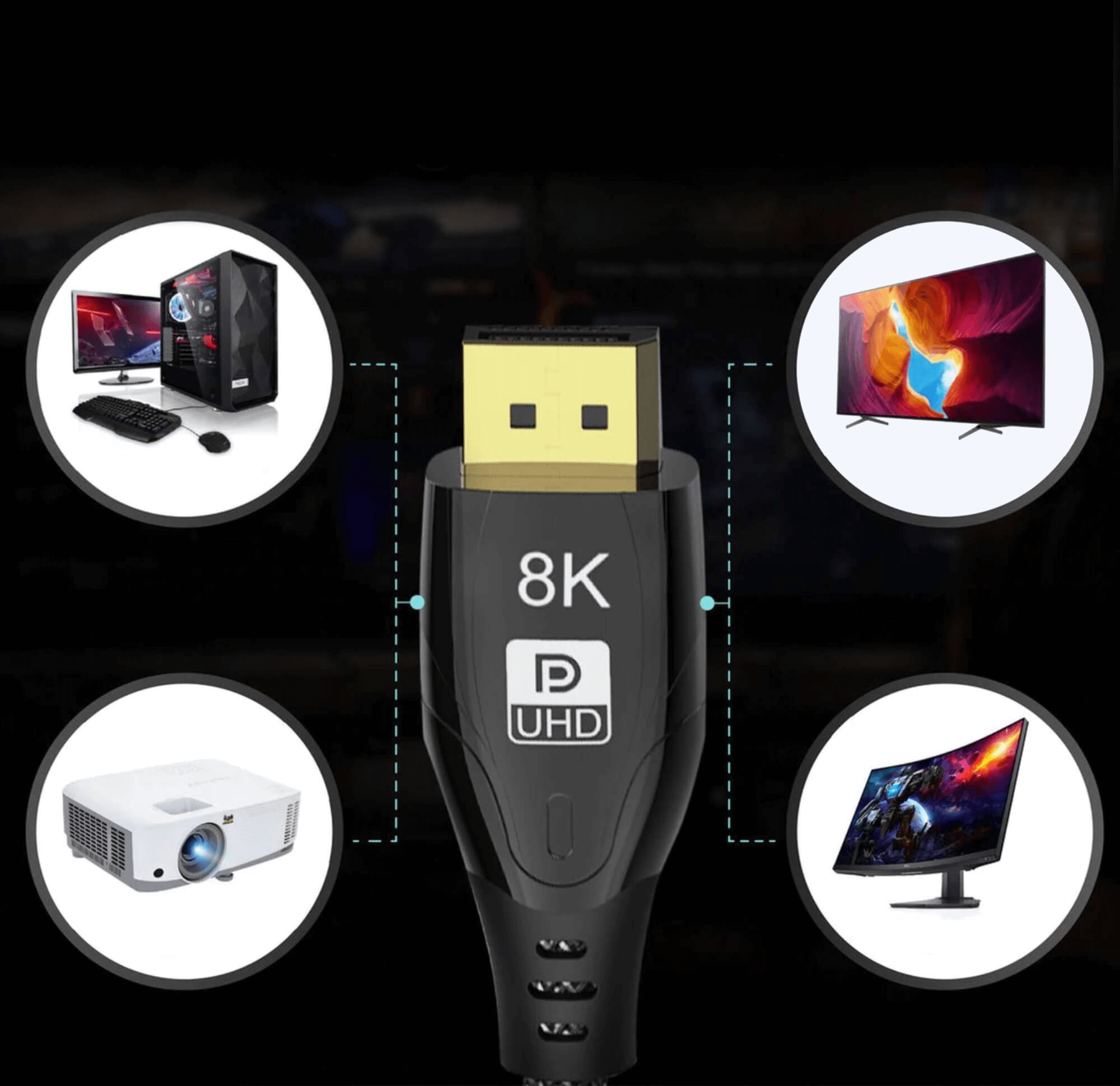 REAGLE KABEL PRZEWÓD DISPLAYPORT 1.4 DP 8K 4K 144Hz HDR DO DISPLAY PORT 1,5M_2