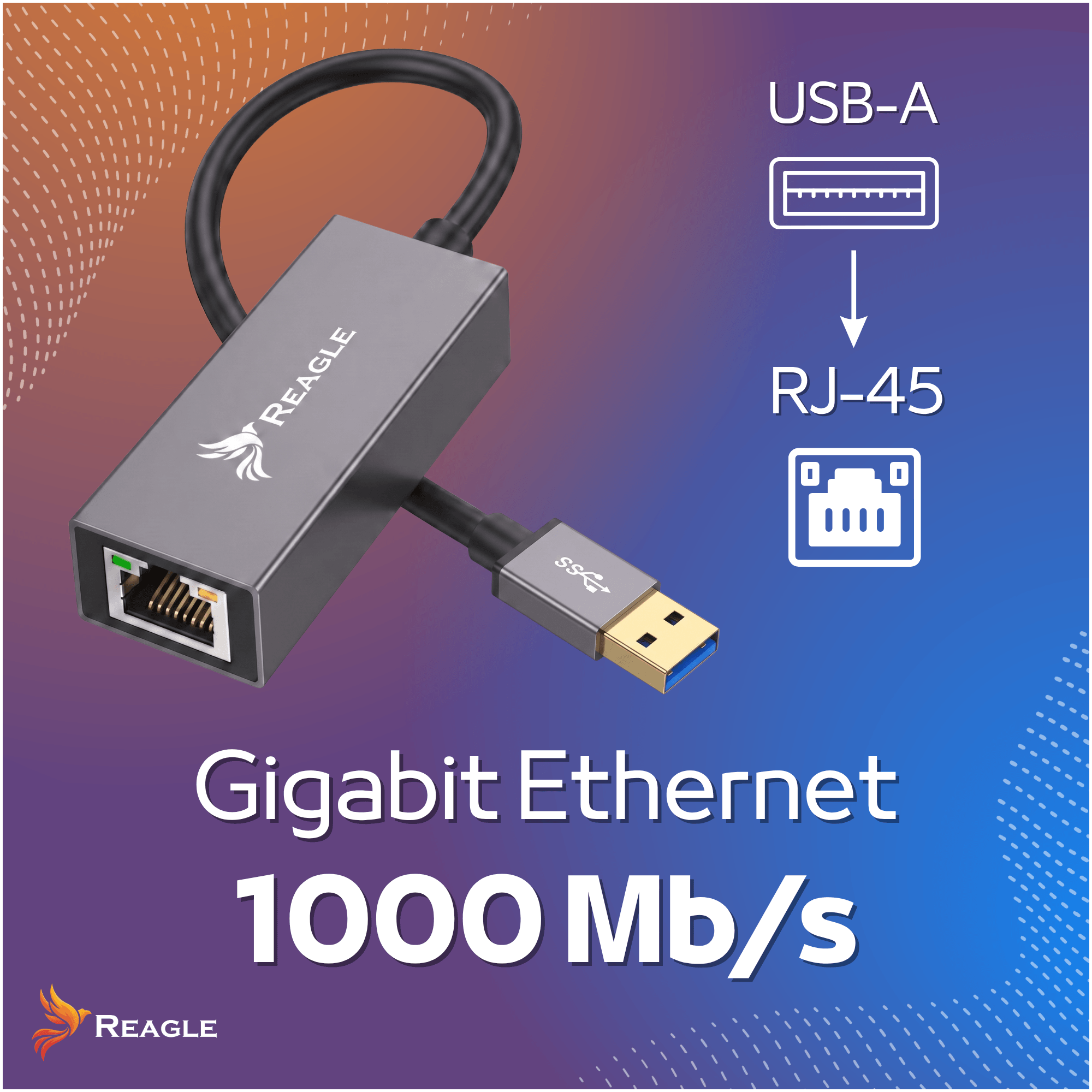 Adapter USB Ethernet LAN RJ45 Reagle Gigabit 1000 Mbps