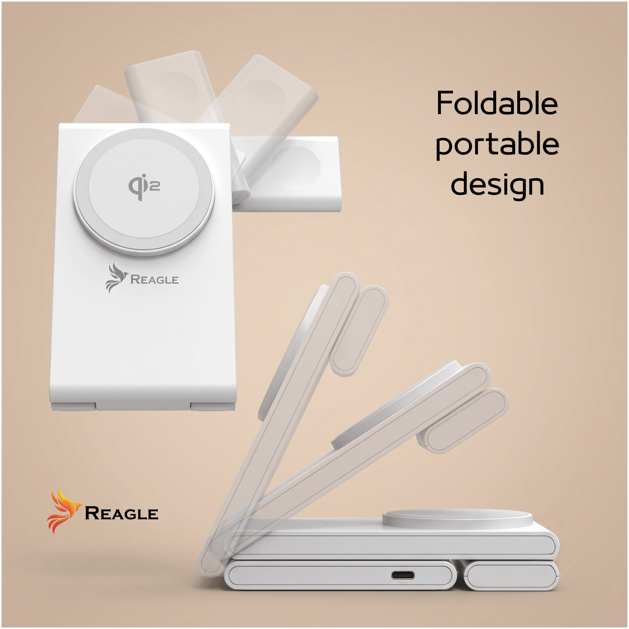 Ładowarka indukcyjna MagSafe Qi2 15W 3w1 biała RCHARW51W