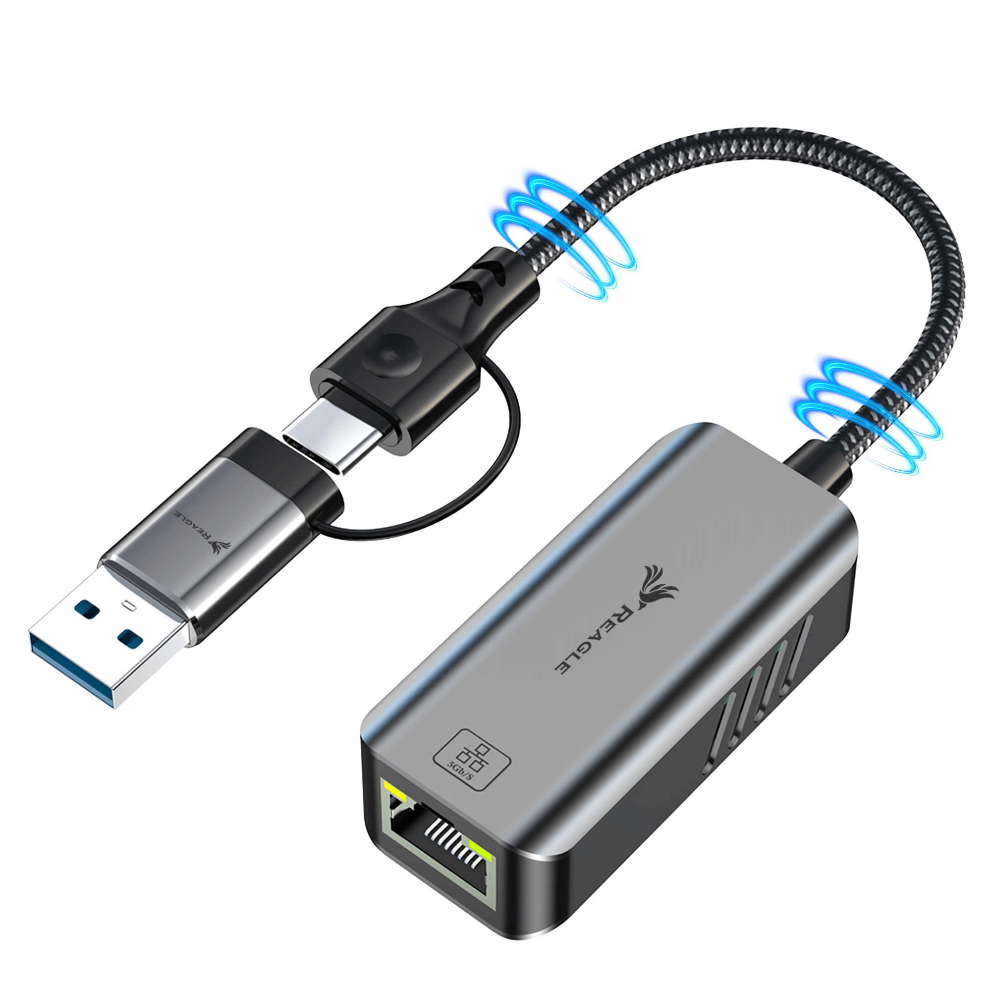 Adapter USB-C Ethernet RJ45 Reagle USB 3.2 5Gbps