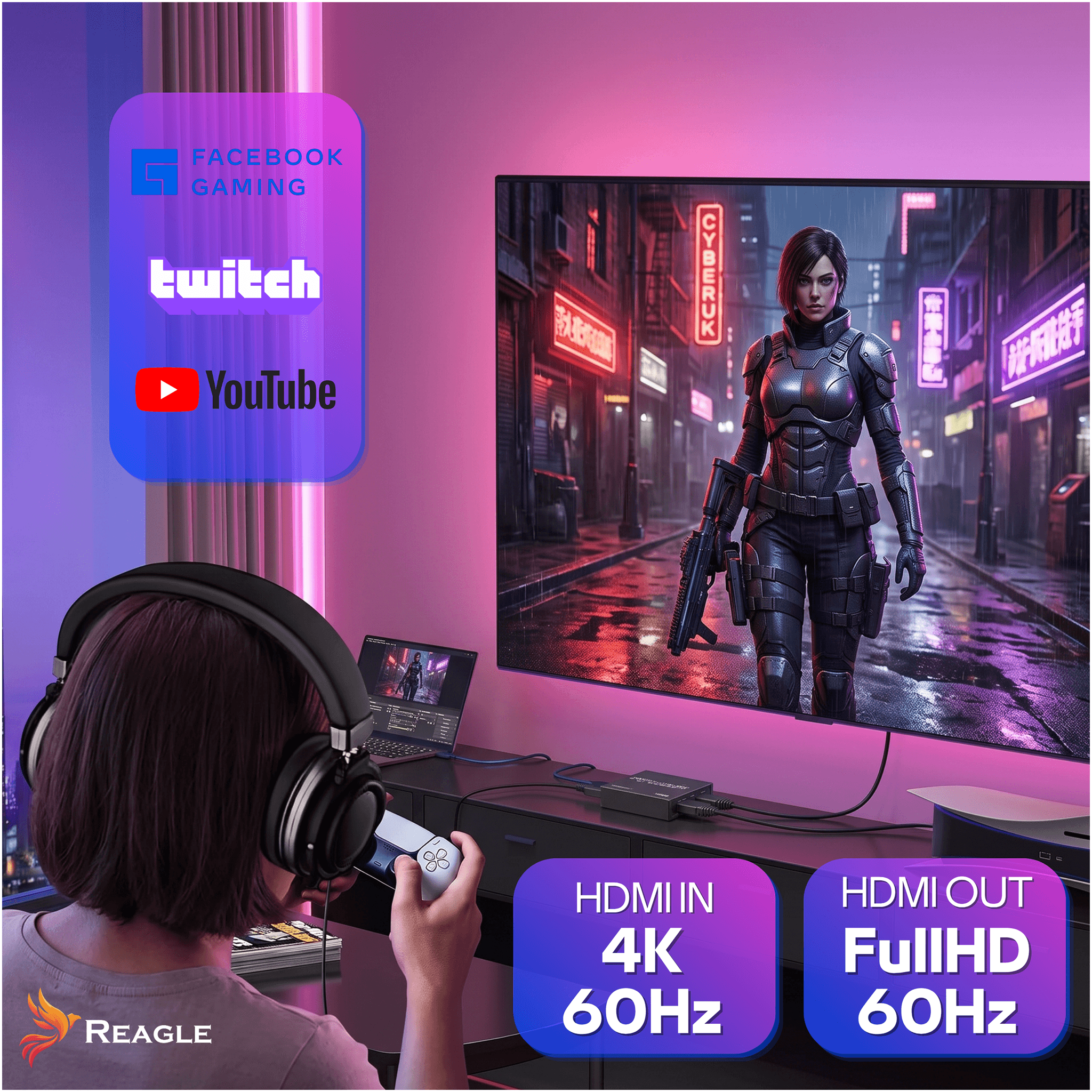 Reagle HDMI USB grabber karta przechwytywania obrazu 4K 60Hz