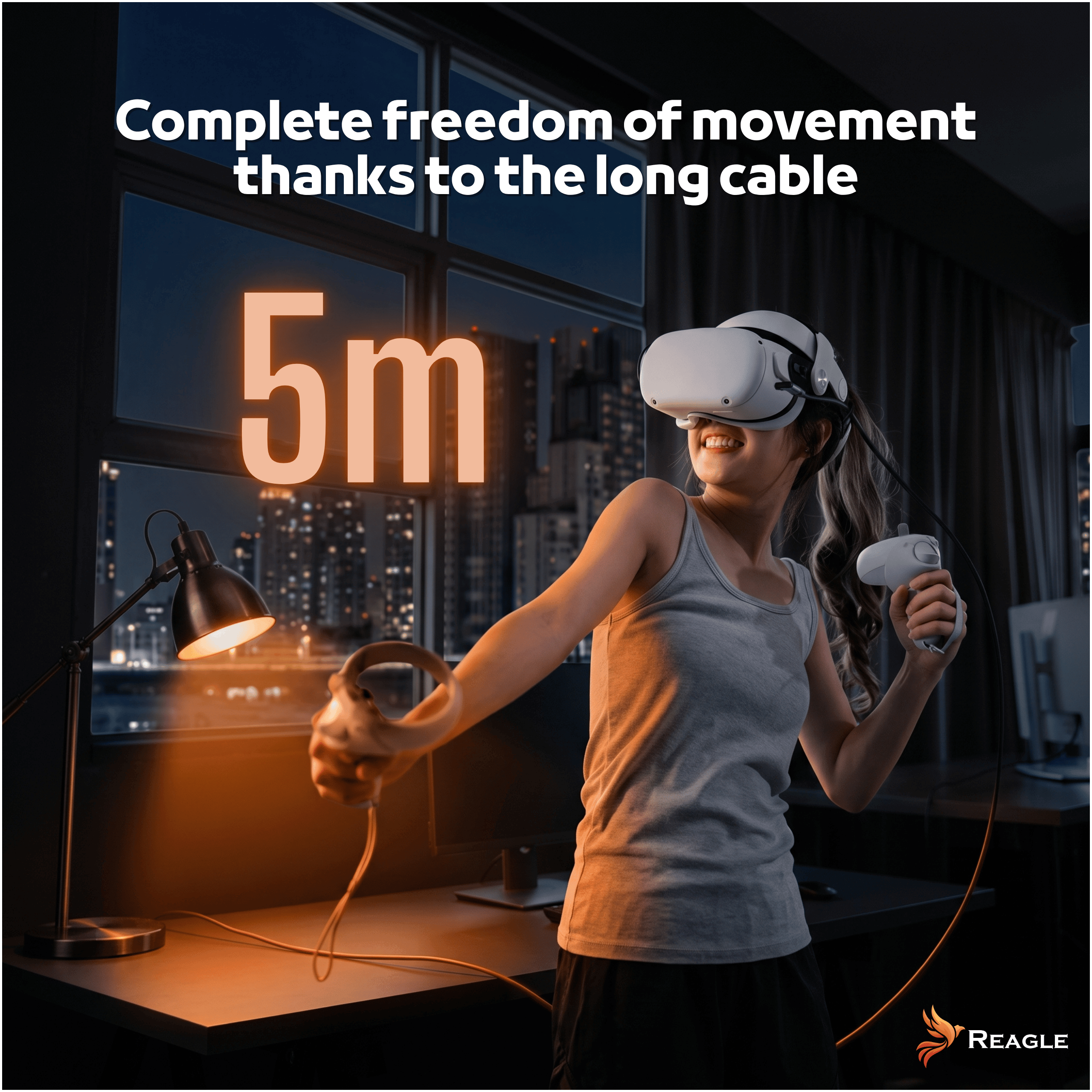 Reagle USB C Quest Link kabel 5m tethering