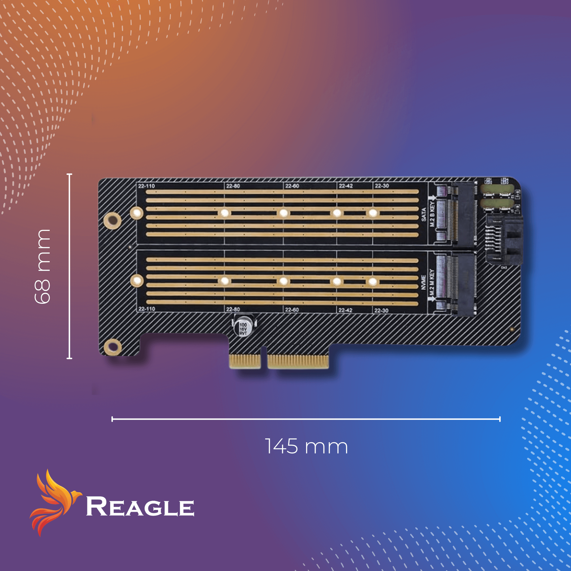 Adapter dysku SSD M.2 Reagle PCIe 4.0 x4 64Gbps NVMe SATA