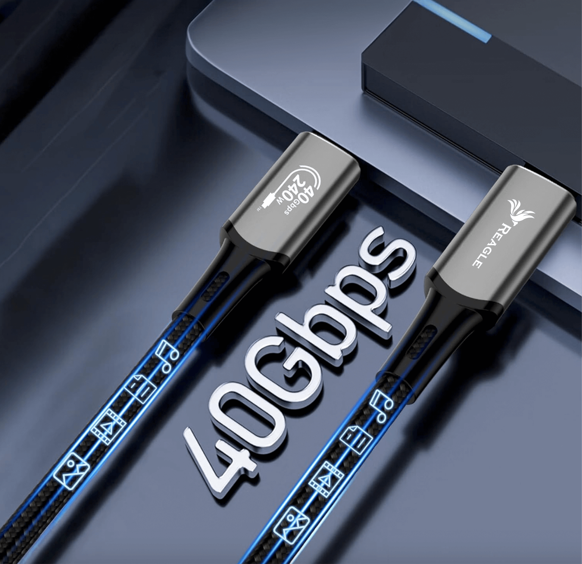 Reagle USB-C 4.0 PD 240W 8K 40 Gbps Thunderbolt 3 Macbook Pro Air 0.5 Kabel_3