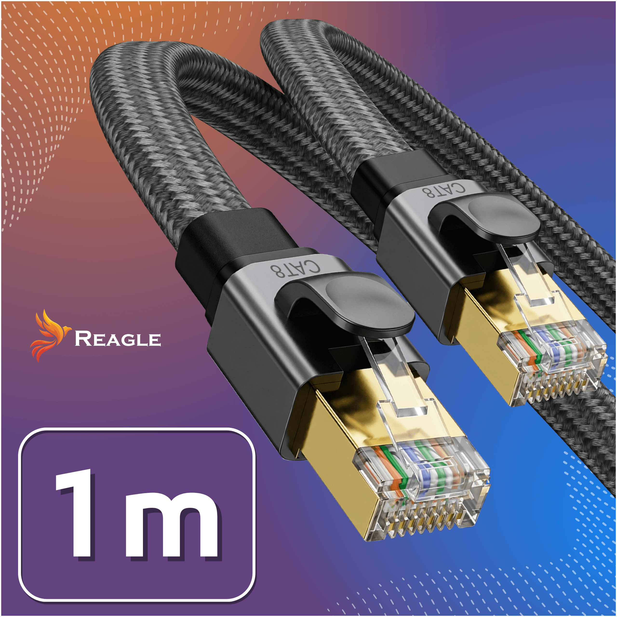 Reagle RE100P kabel Ethernet Cat 8 1m RJ45