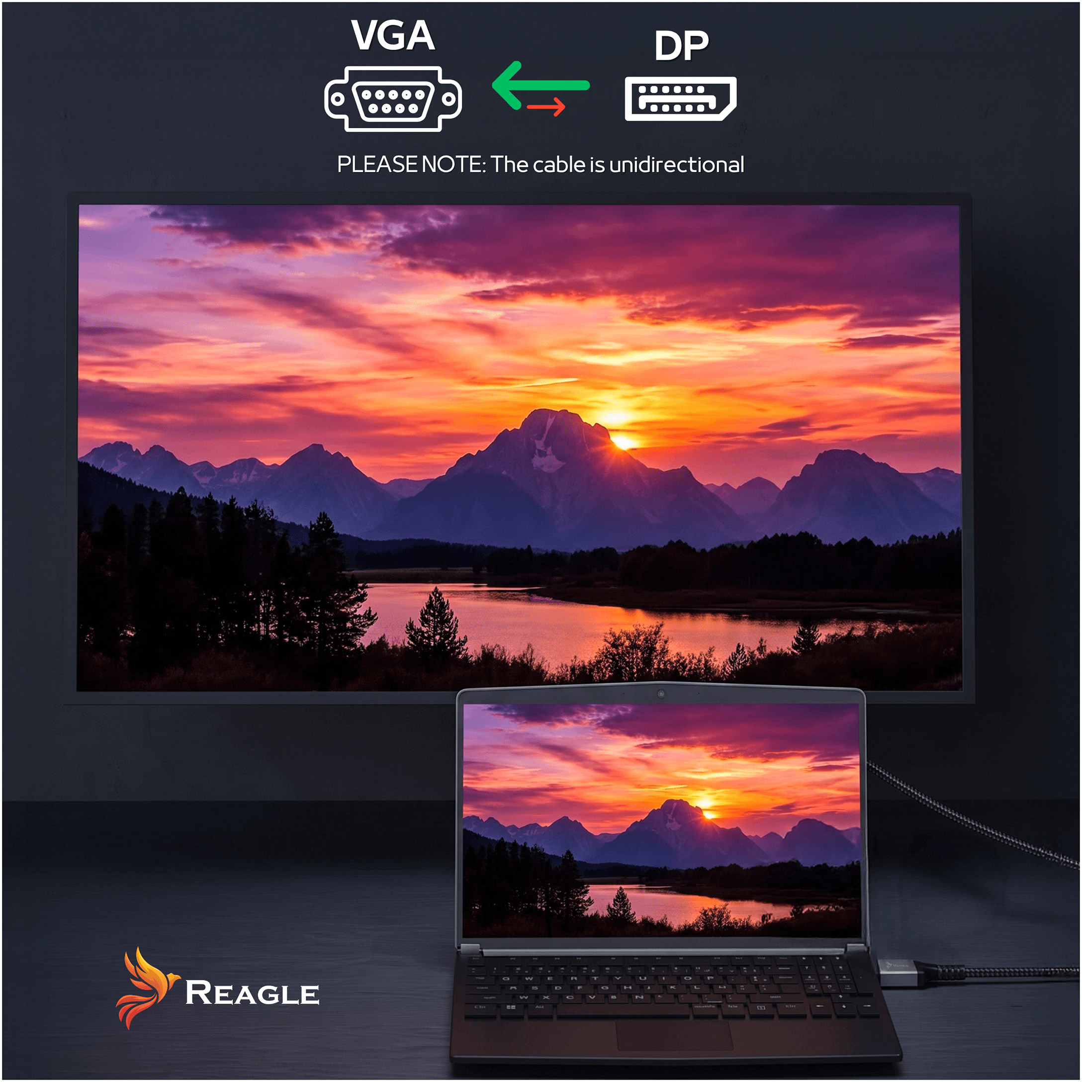 Kabel DisplayPort na VGA, 2 m, Full HD 1080p 60Hz