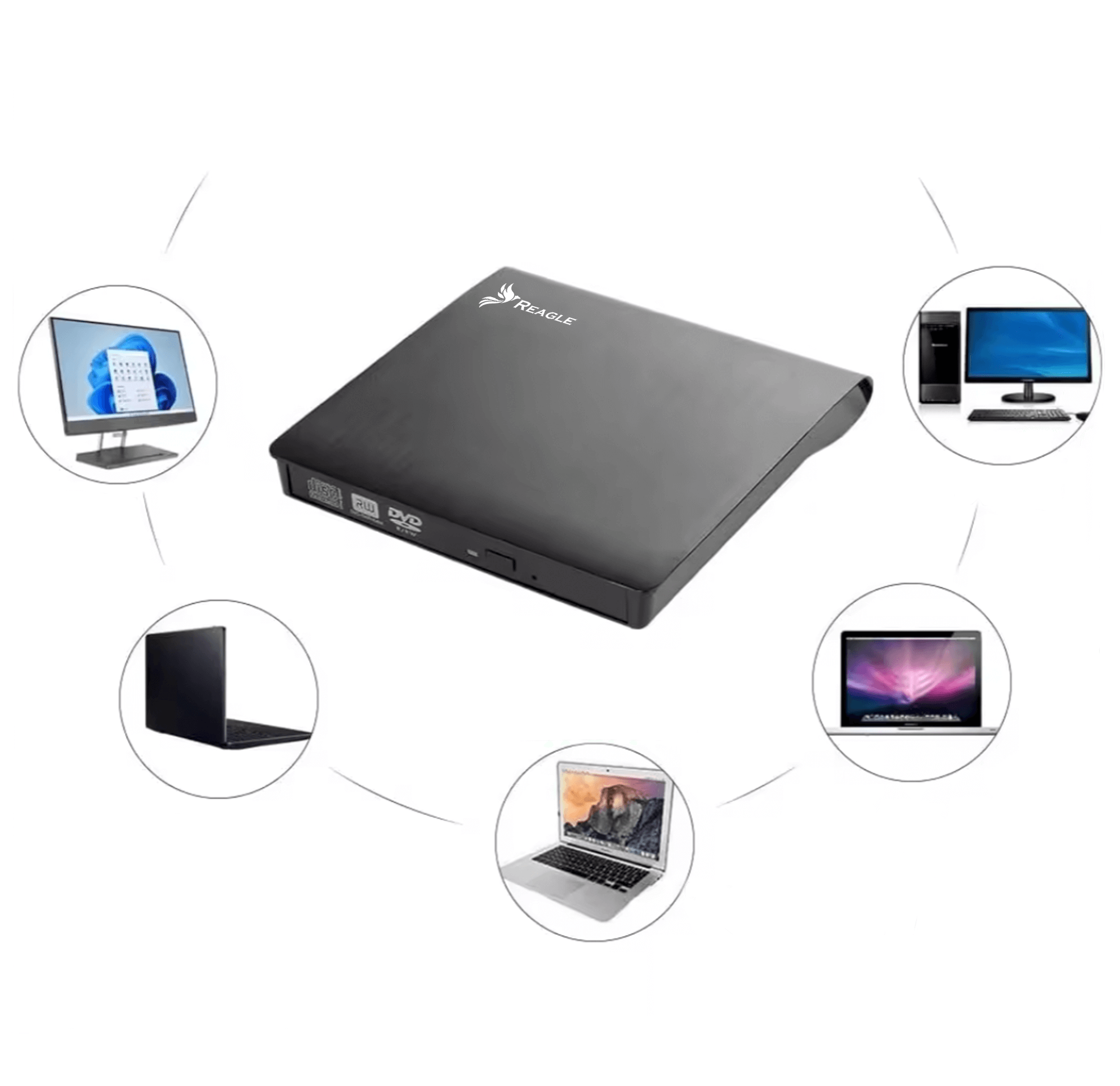 REAGLE NAPĘD CD DVD ZEWNĘTRZNY USB-C 2w1 NAGRYWARKA PRZENOŚNY DO LAPTOPA_2