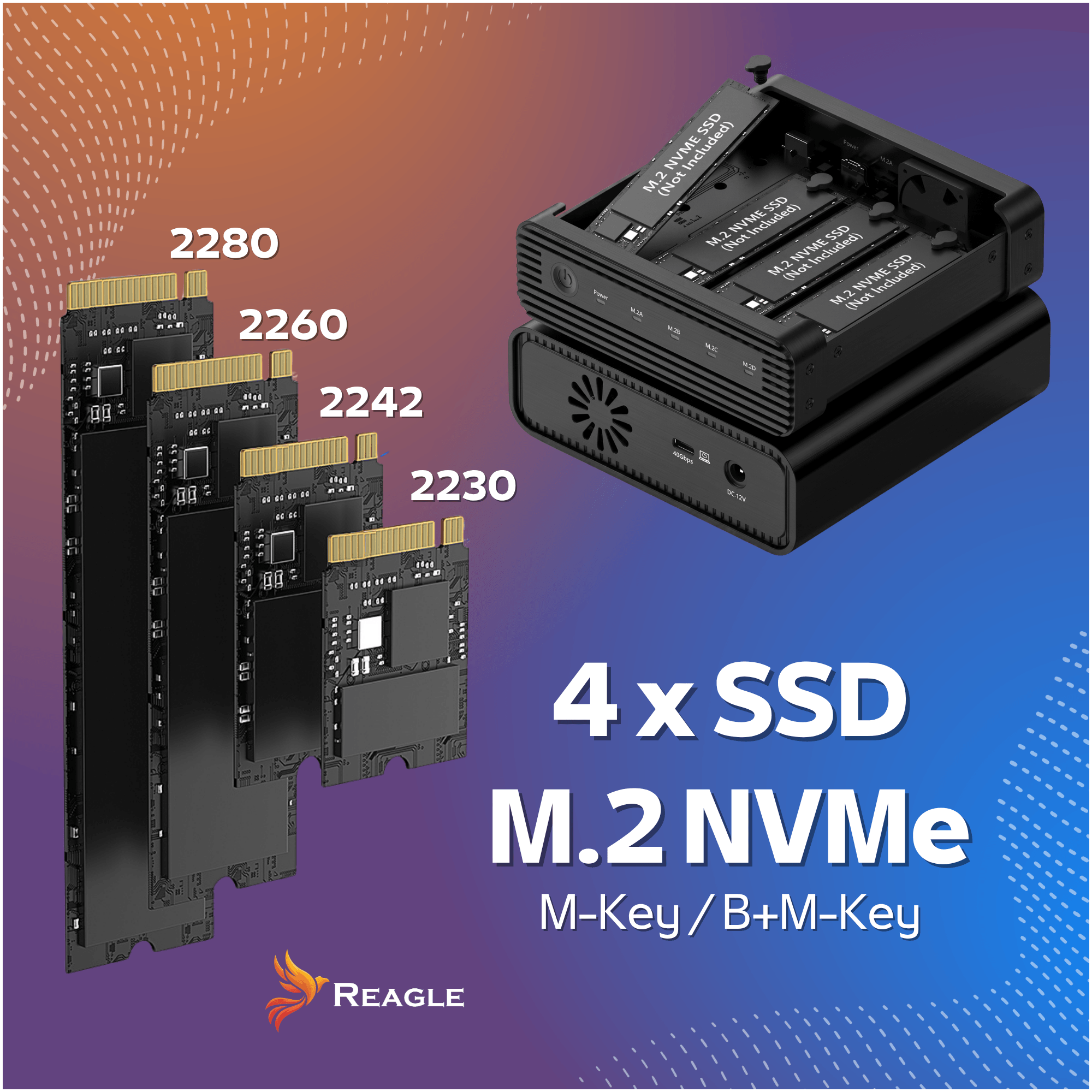 Kieszeń SSD M.2 NVMe 4 dyski USB-C 10Gbps