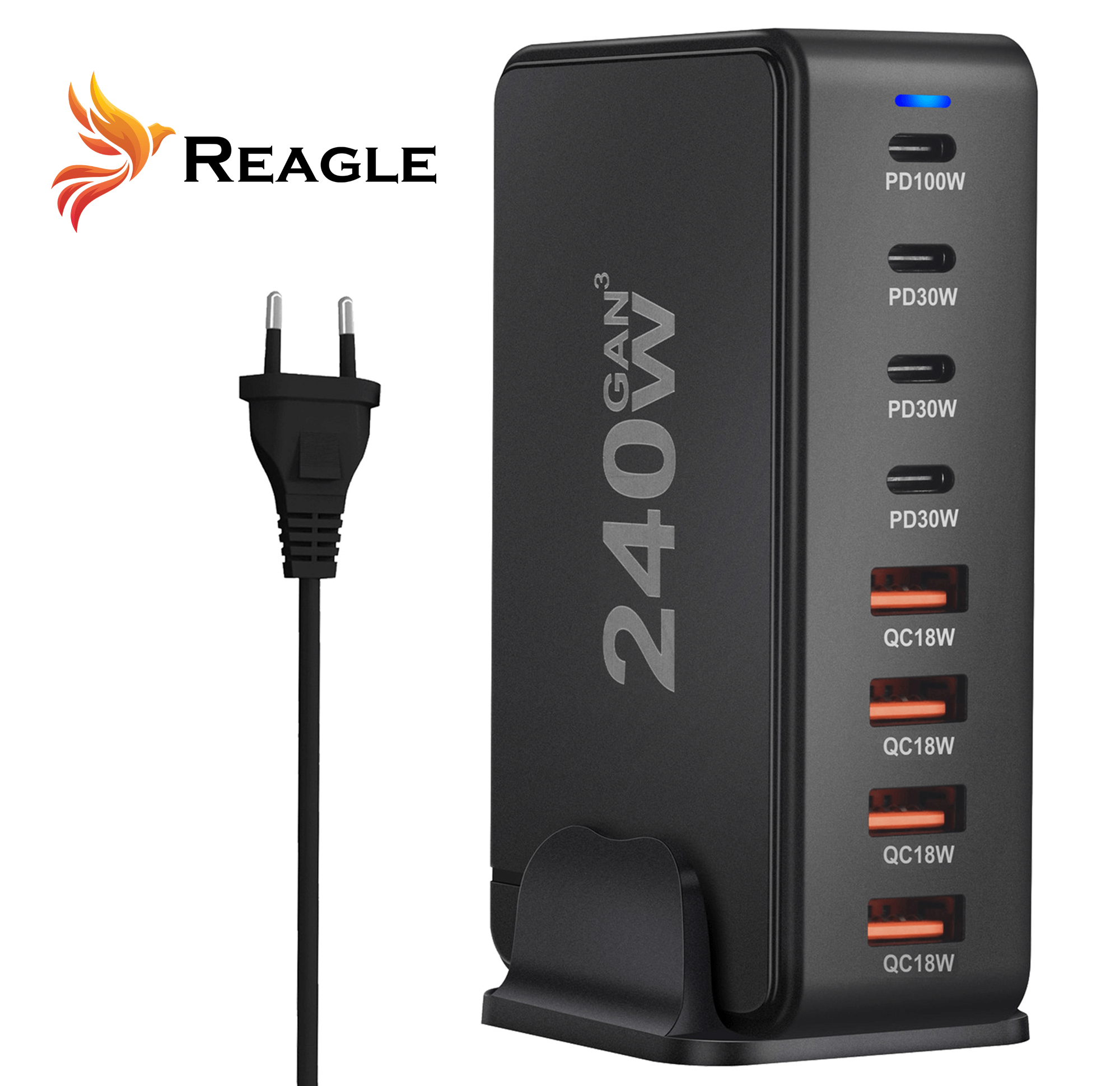 Reagle RCHAR93 4 porty USB-C 4 porty USB-A QC 3.0