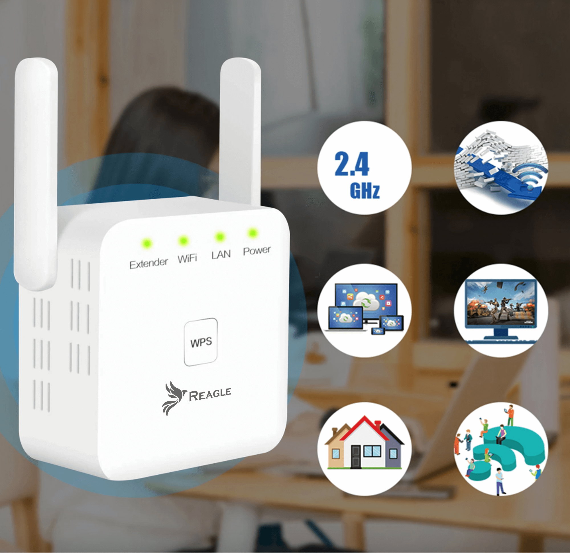 WZMACNIACZ SYGNAŁU WIFI 2.4 GHz 802.11n REAPETER 300MB/S EXTENDER Wi-Fi_2