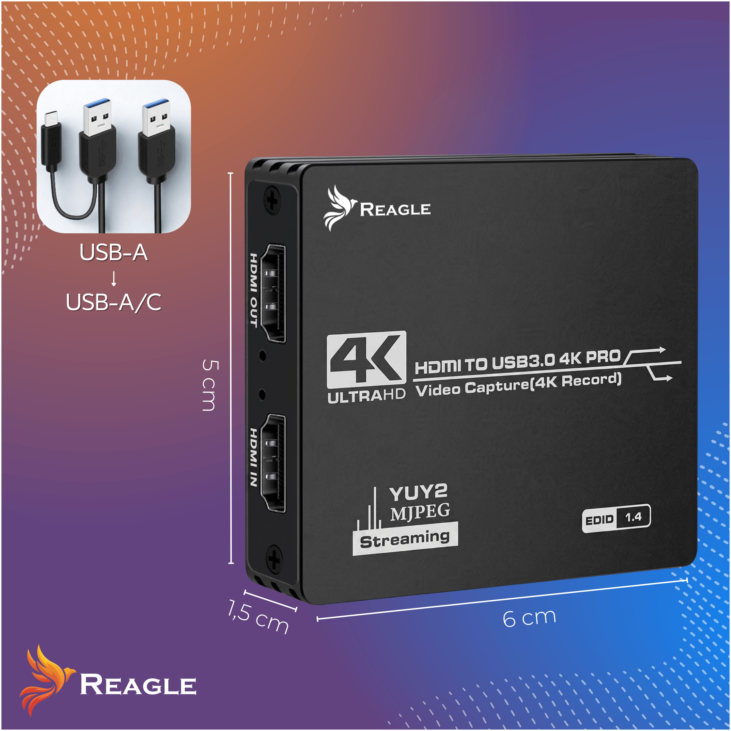 Reagle HDMI USB grabber karta przechwytywania obrazu 4K 60Hz