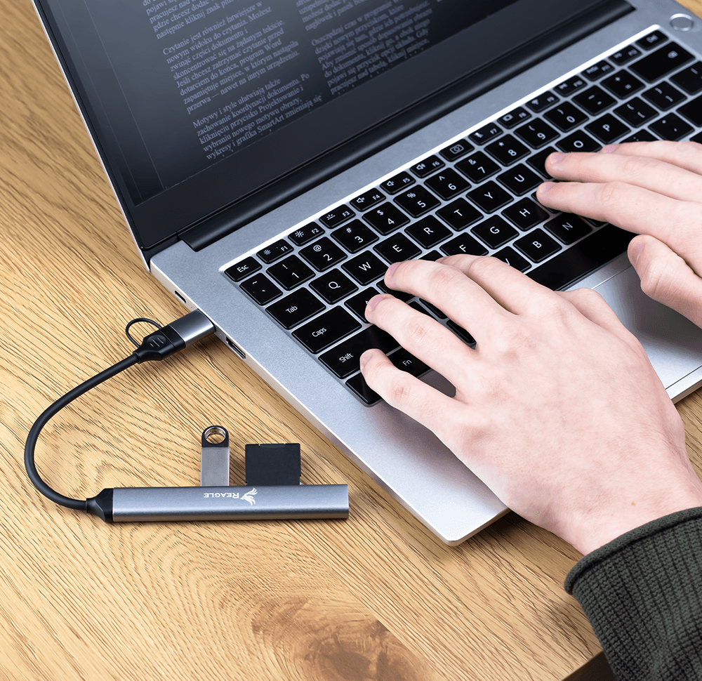 Reagle USB-C USB-A 2-in-1 HUB für 3x USB Anschlüsse SD TF Leser_1