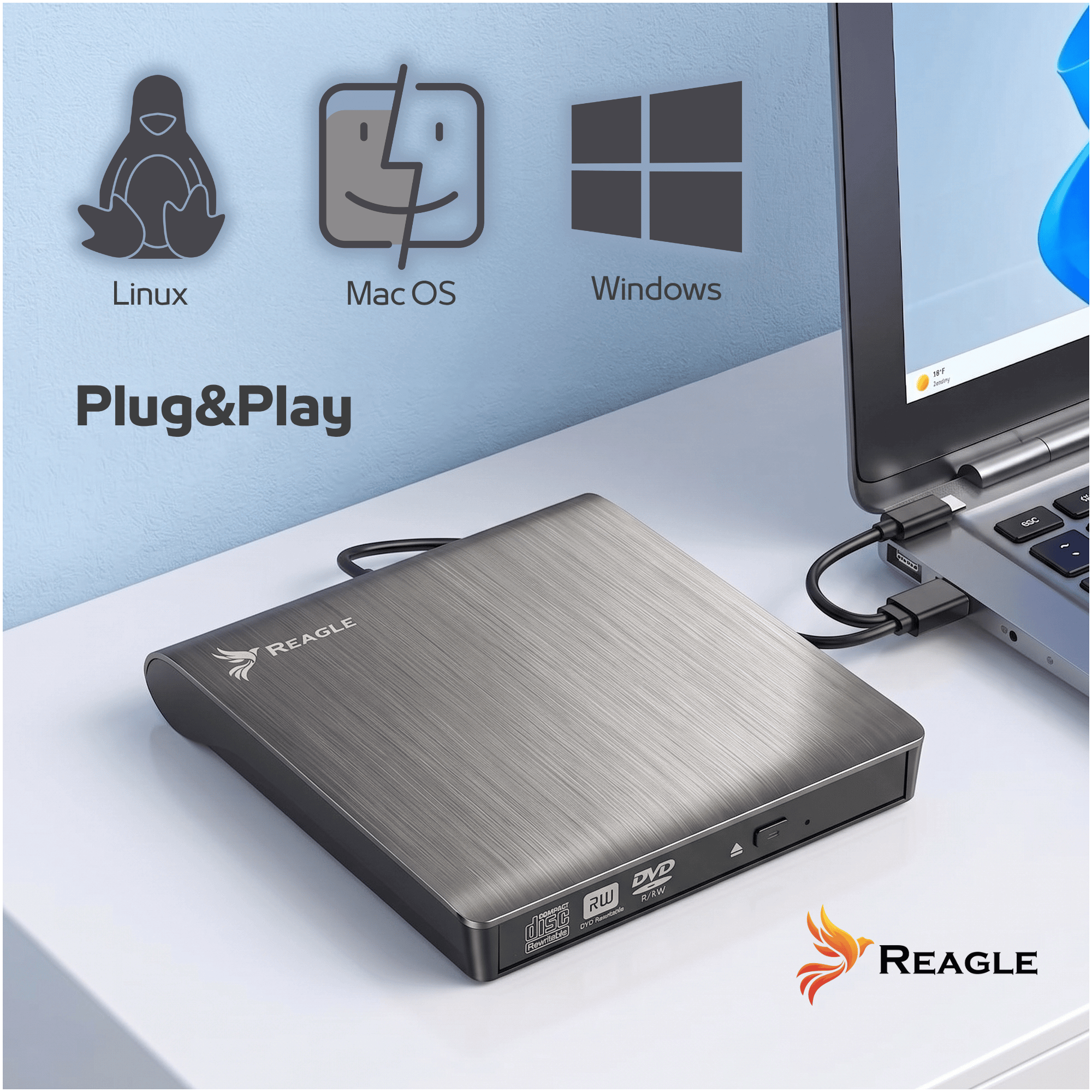 Reagle przenośny napęd DVD USB laptop