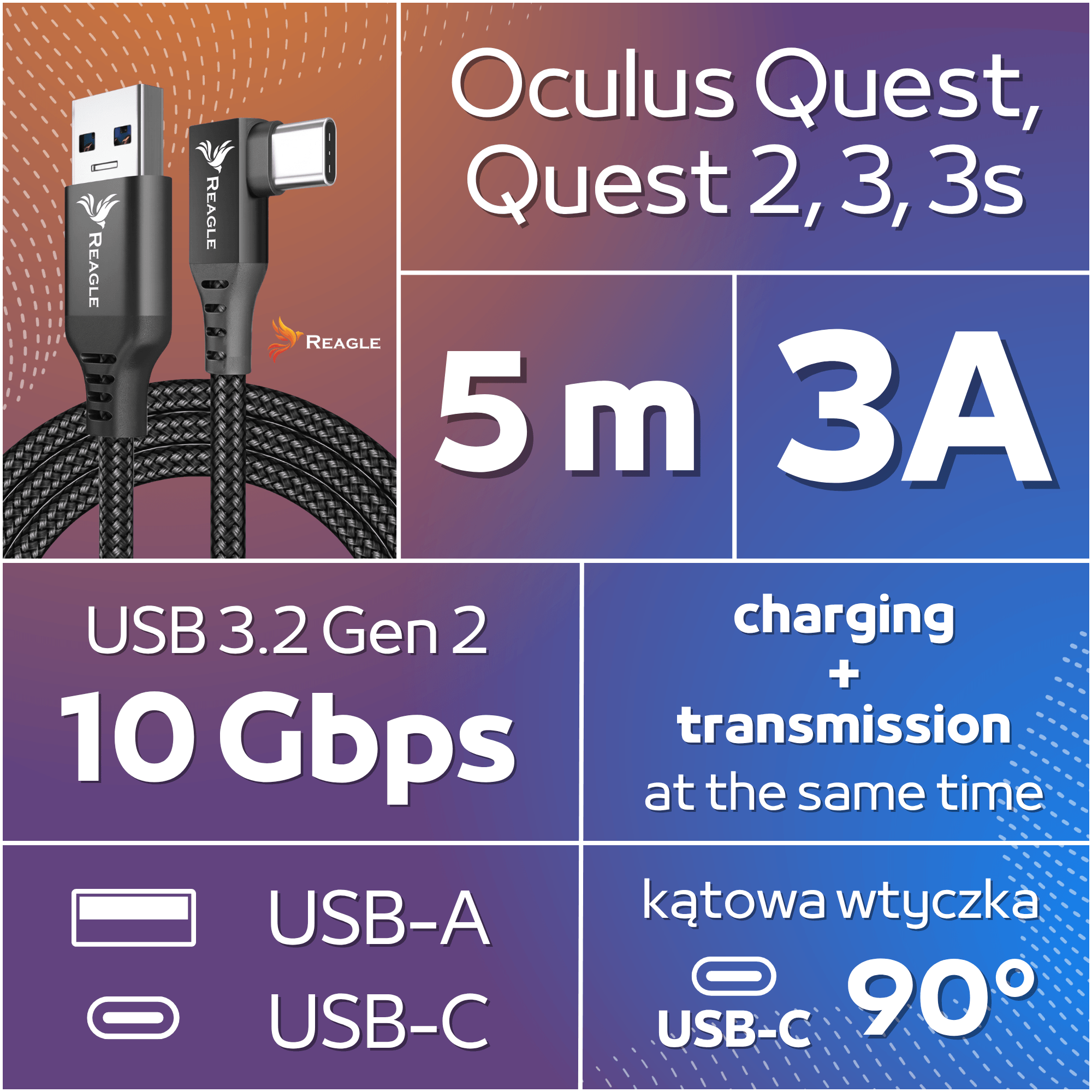 Reagle kabel USB-C Meta Quest VR Link 5m