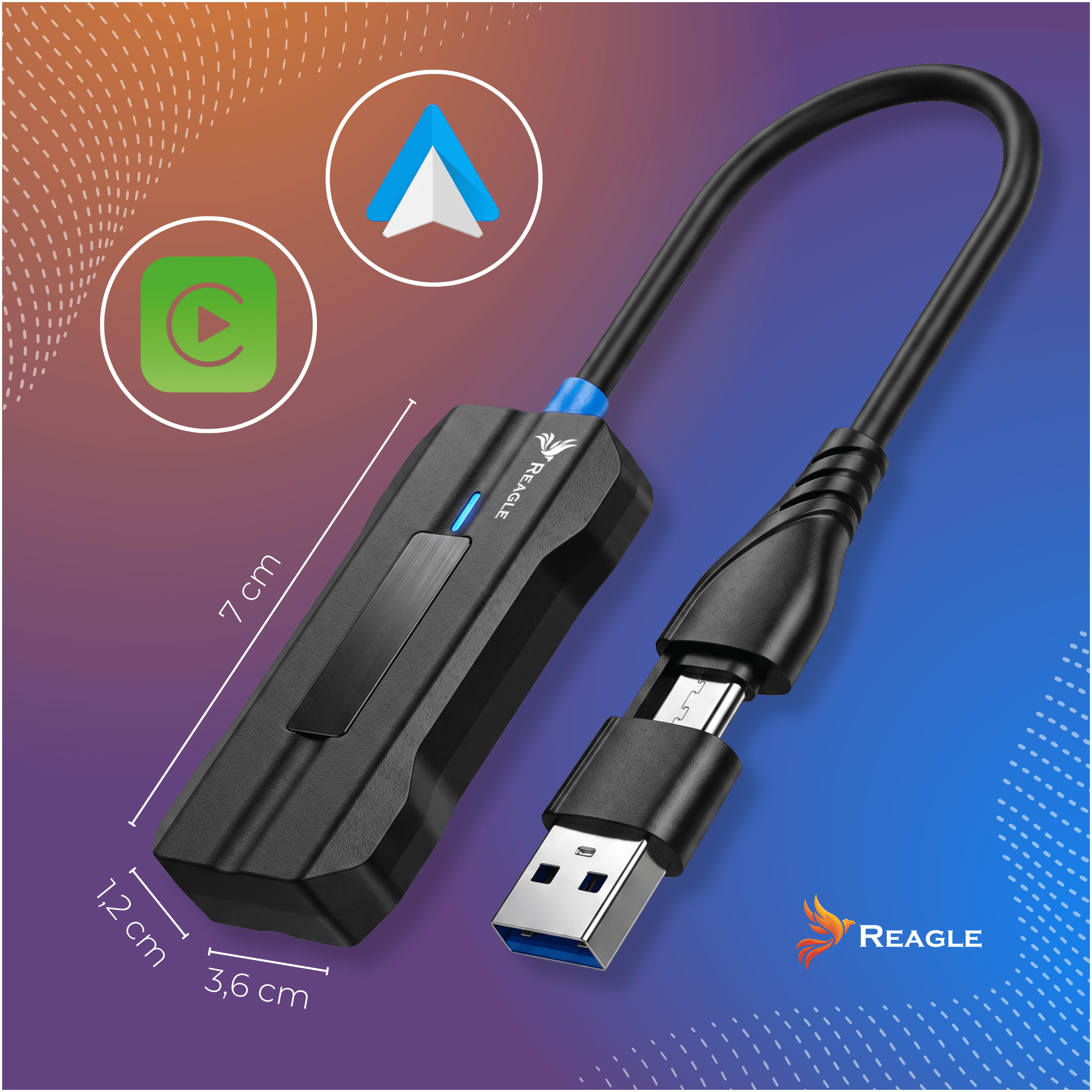REAGLE BEZPRZEWODOWY CARPLAY ANDROID AUTO ADAPTER SAMOCHODOWY APPLE IPHONE_3