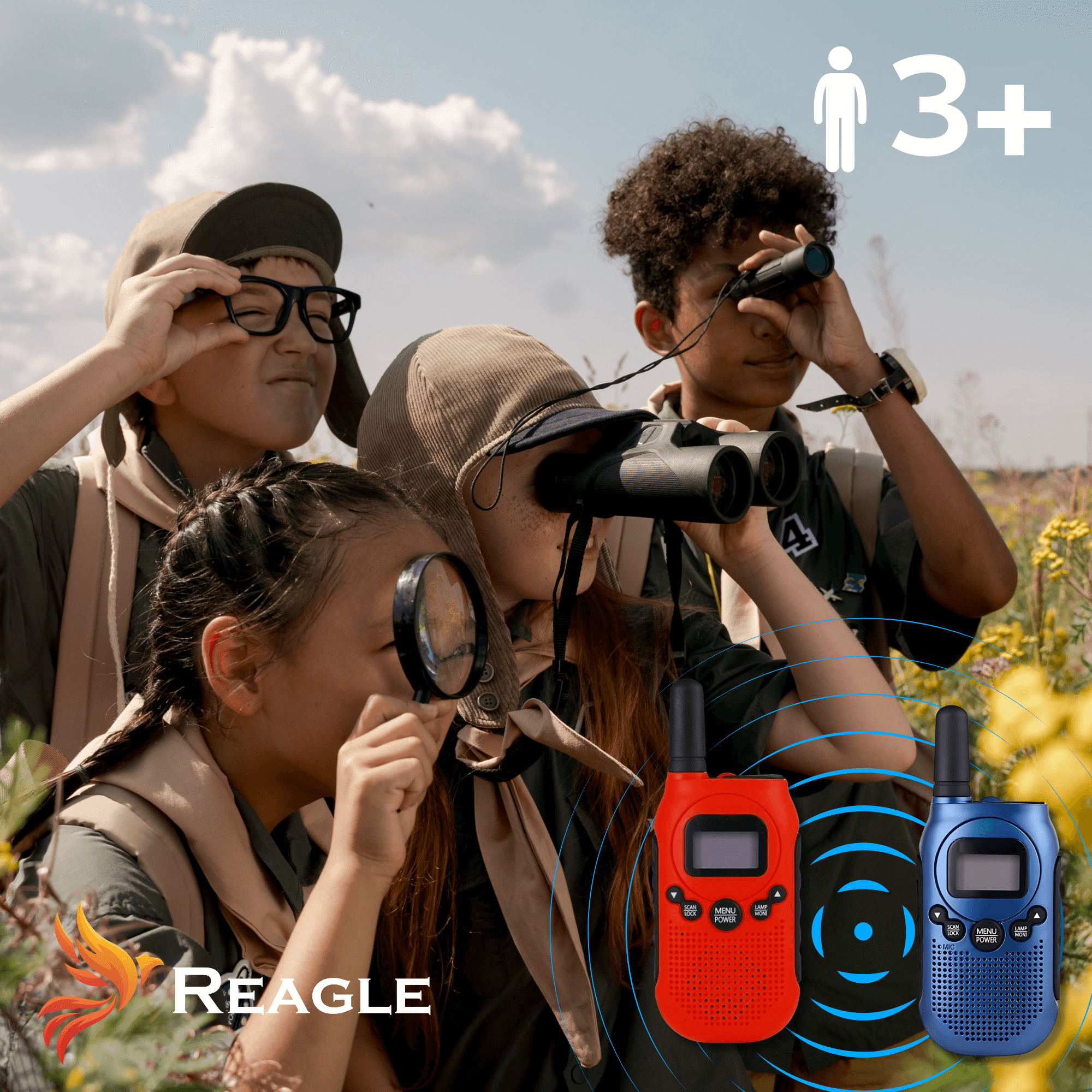 WALKIE TALKIE KRÓTKOFALÓWKI 2x ŁOKI TOKI DUŻY ZASIĘG DO 3KM PMR 1500mAh VOX REAGLE_3