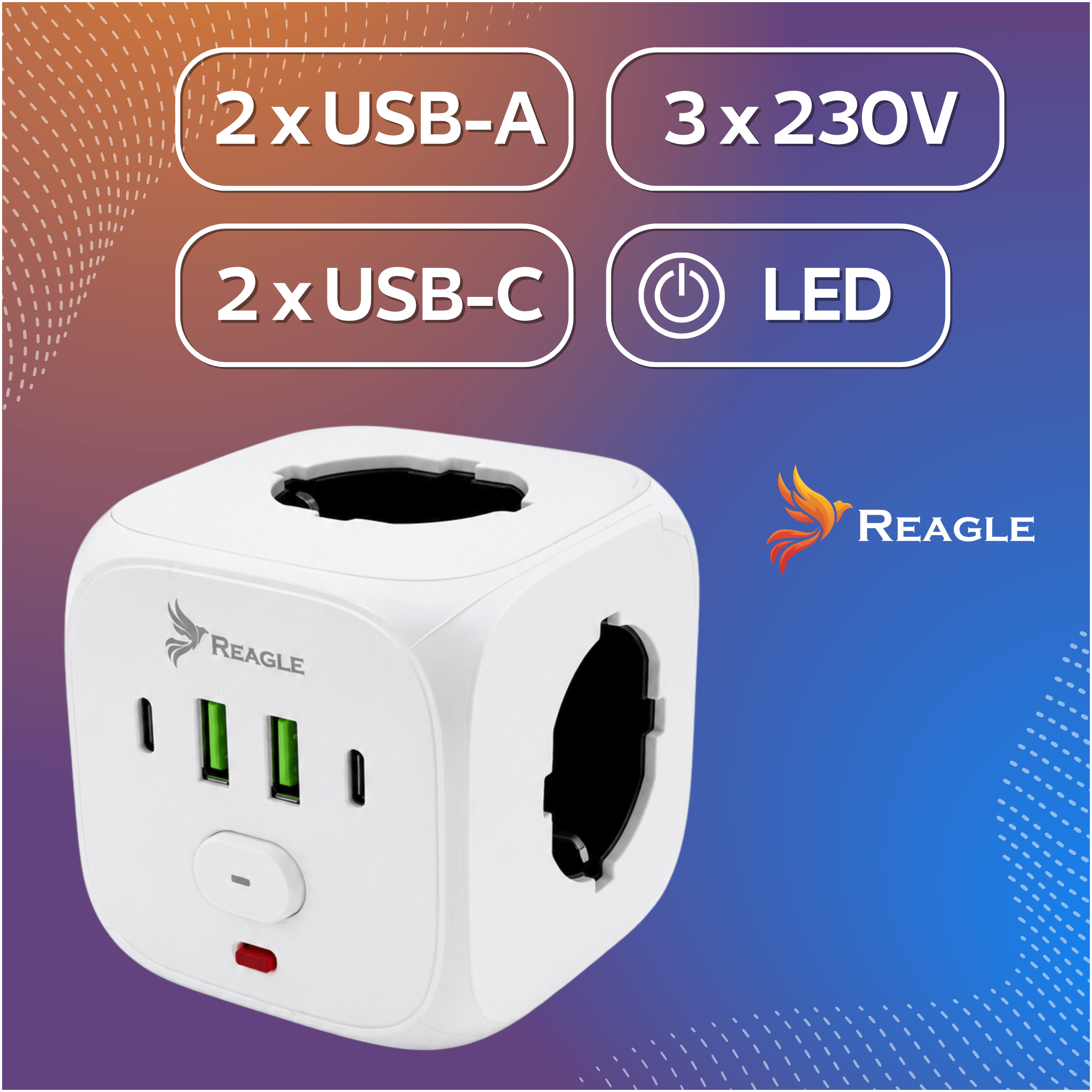 Kostka sieciowa 3x gniazdo 230V 3x USB 2x USB-C