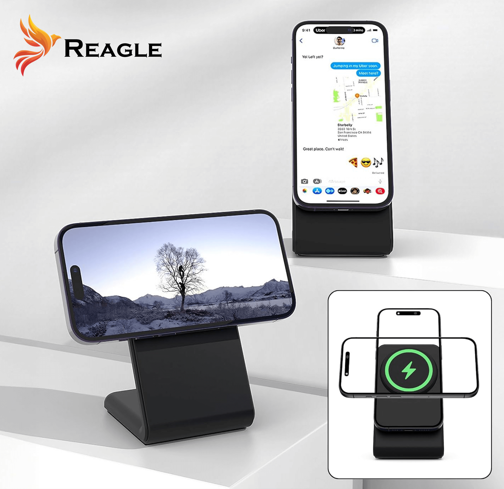 REAGLE ŁADOWARKA INDUKCYJNA BEZPRZEWODOWA 2W1 MAGSAFE QI 15W IPHONE 16, 15 AIRPODS_2
