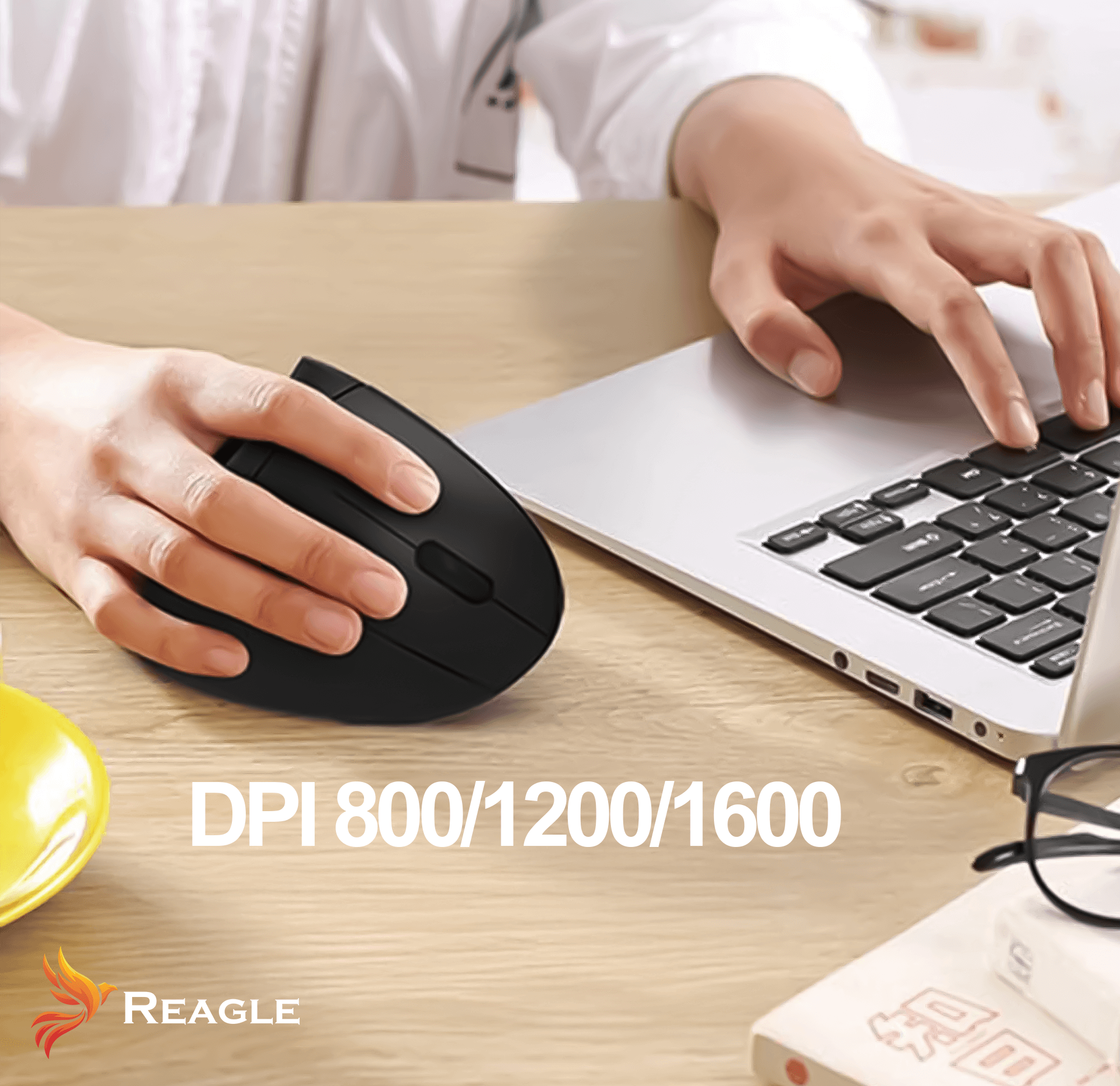 REAGLE ERGONOMICZNA MYSZKA BEZPRZEWODOWA PIONOWA 6 PRZYCISKÓW, USB WERTYKALNA_1