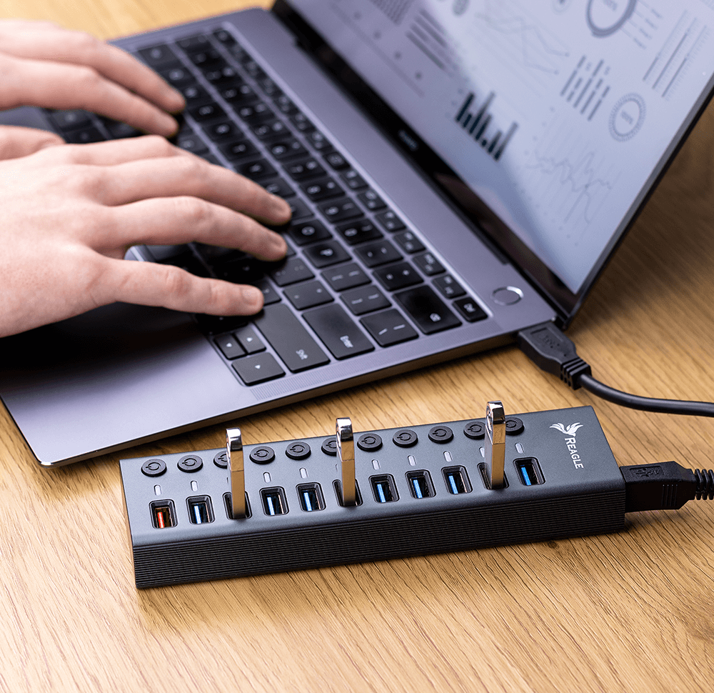 Reagle HUB USB 3.1 PRO Aktywny 11 Portów USB-A Zasilacz 36W_1