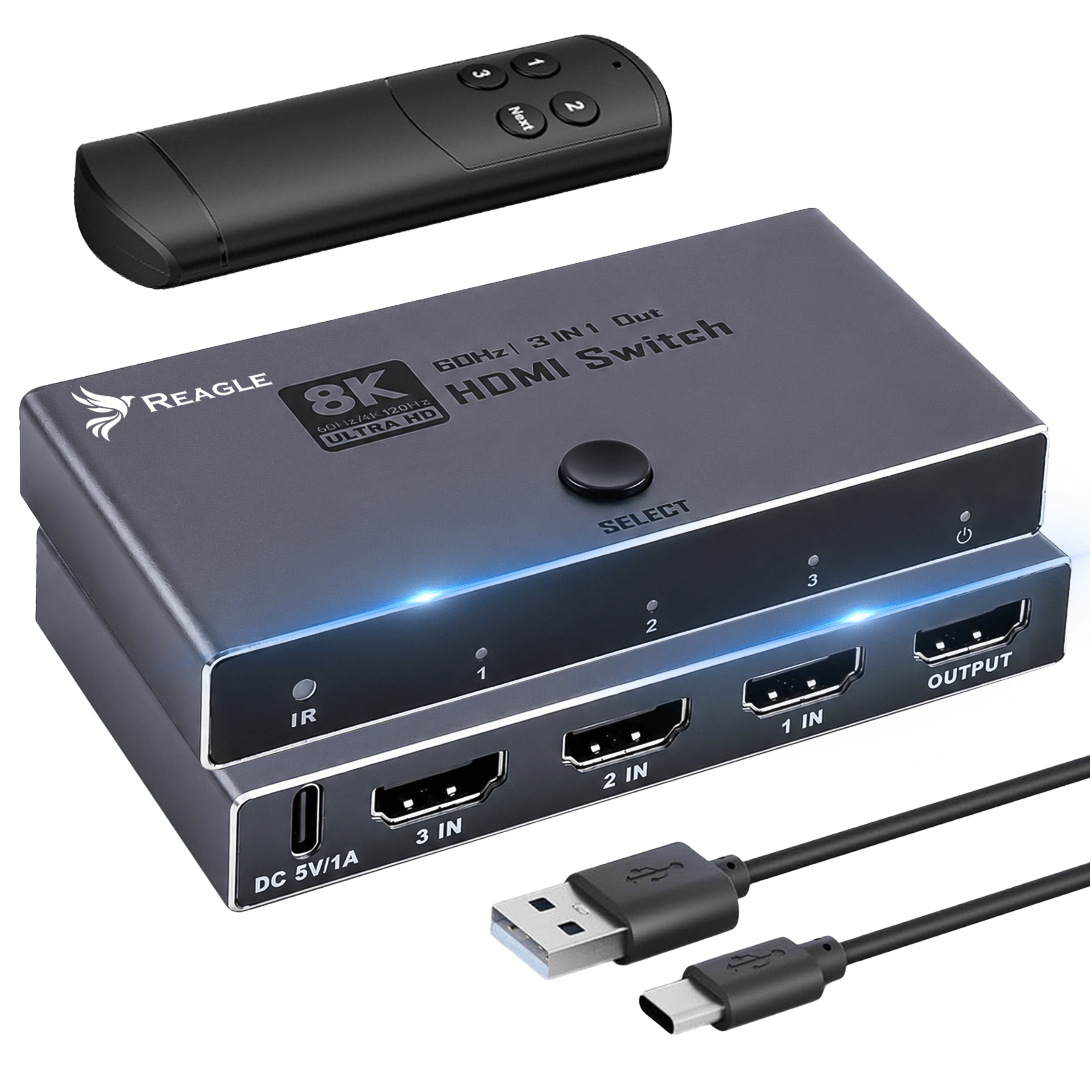Switch HDMI 2.1 3x1 4K 144Hz z pilotem