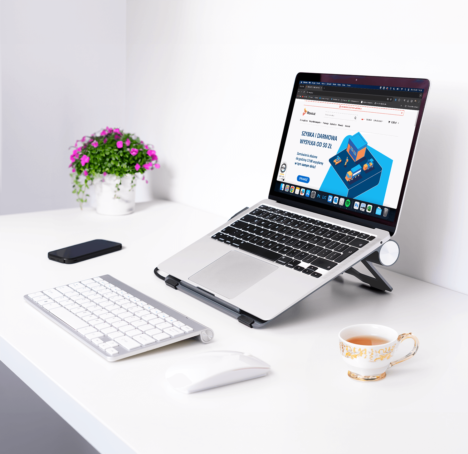 REAGLE PODSTAWKA POD LAPTOP REGULOWANA STOJAK MACBOOK HUB HDMI PD LAN USB-C_3