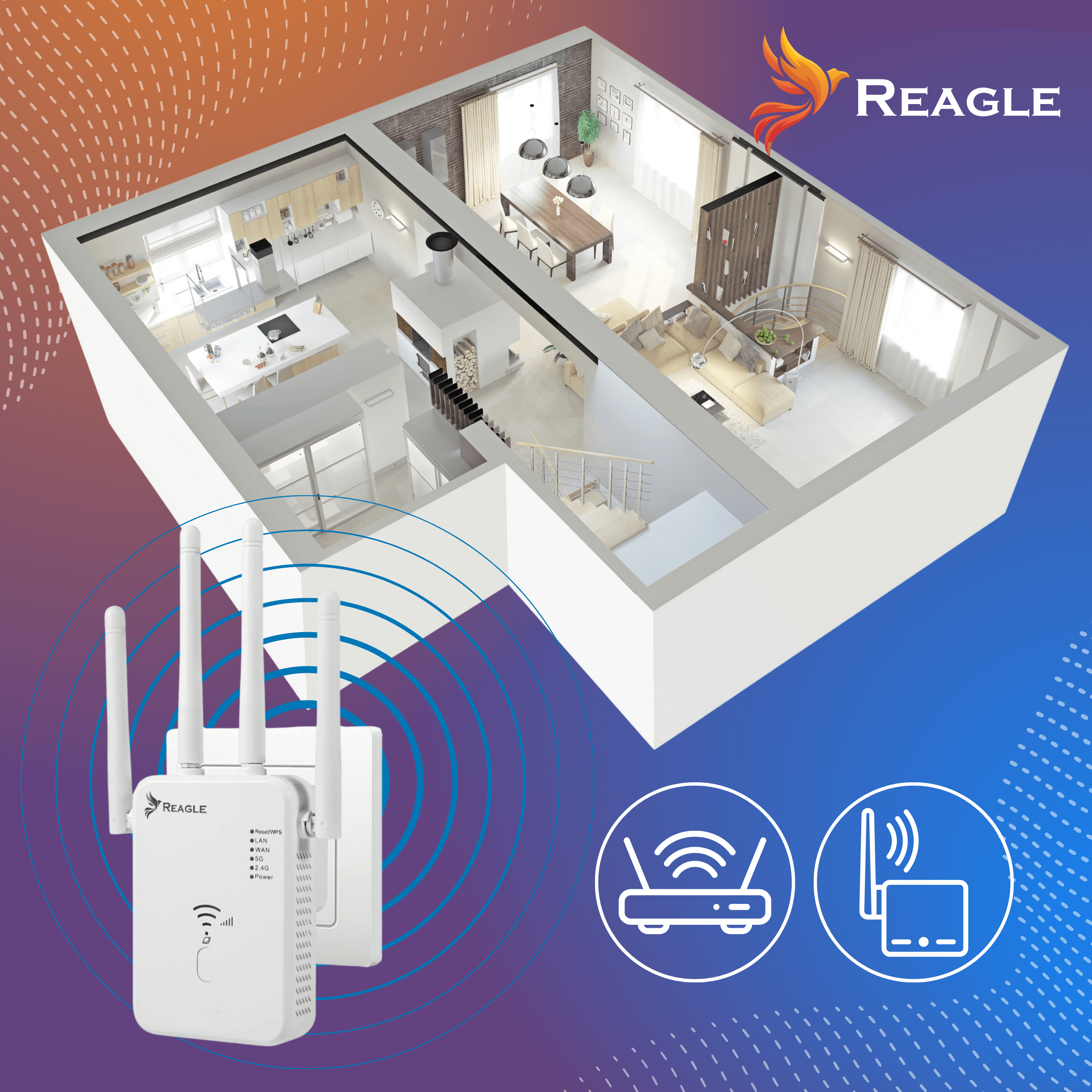 5 GHz 802.11ac WIFI-SIGNAL-Verstärker AC1200 EXTENDER 2xLAN_3