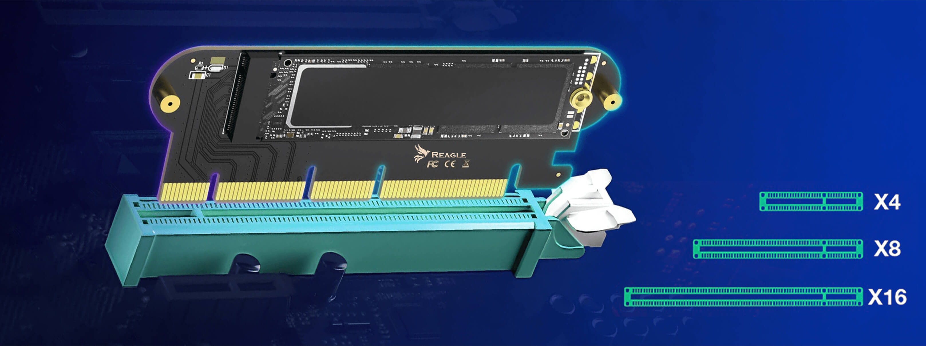Adapter Reagle RY5NVME1 w złączach PCI Express x4 x8 x16