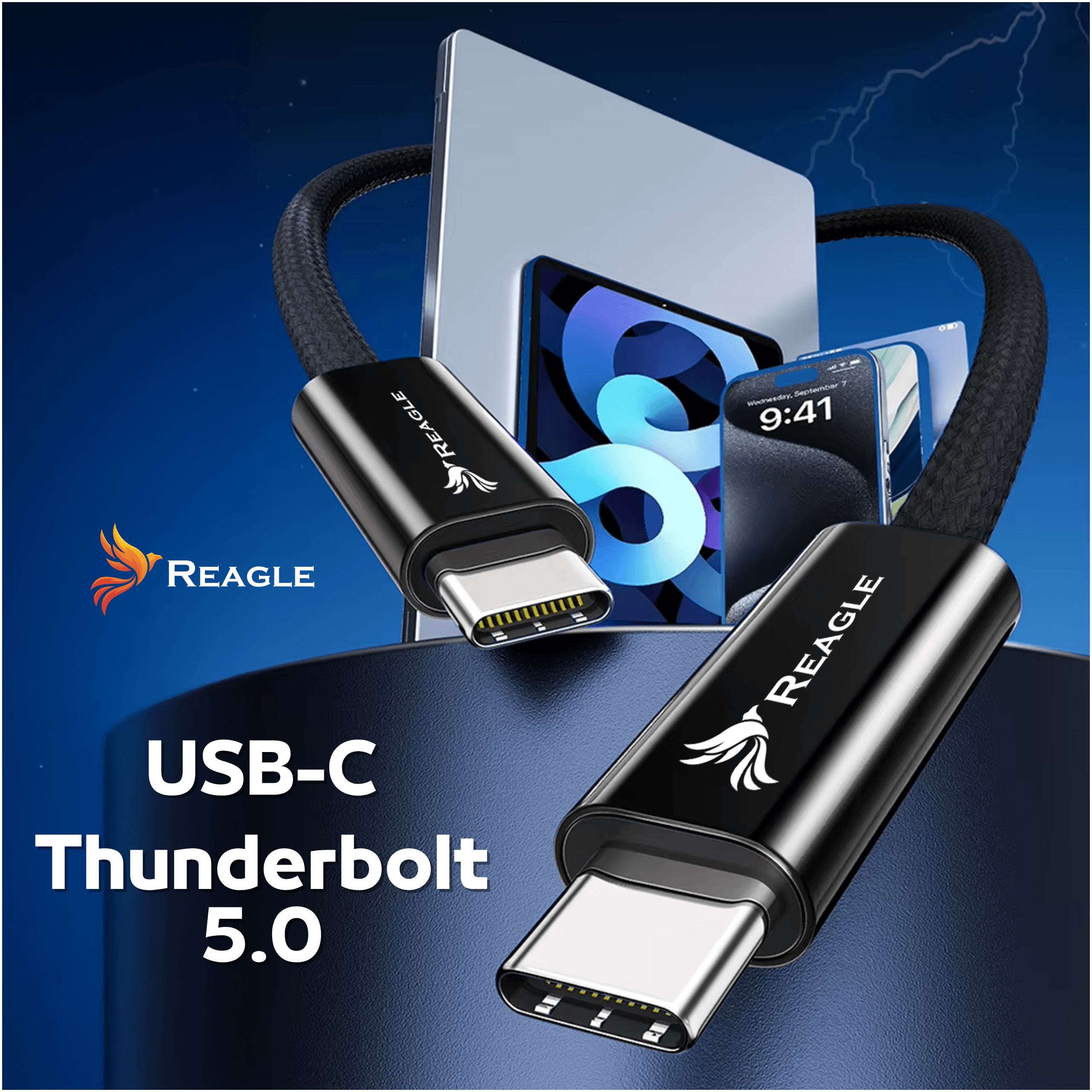 REAGLE Kabel THUNDERBOLT 5 USB-C PD 240W 16K 80 Gbps USB4, Macbook Pro 14 16 1m_2