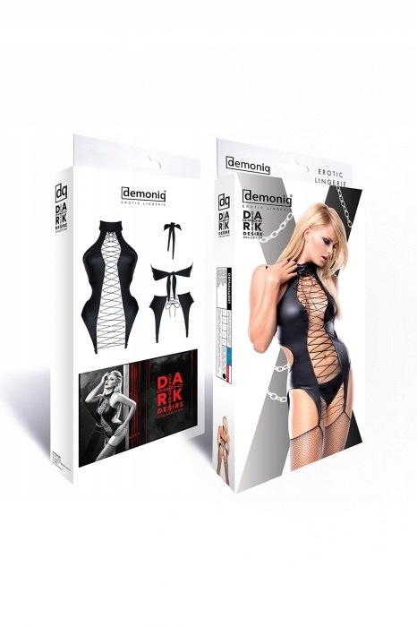 Gorset - sznurowany i Stringi-Hekate BLACK L