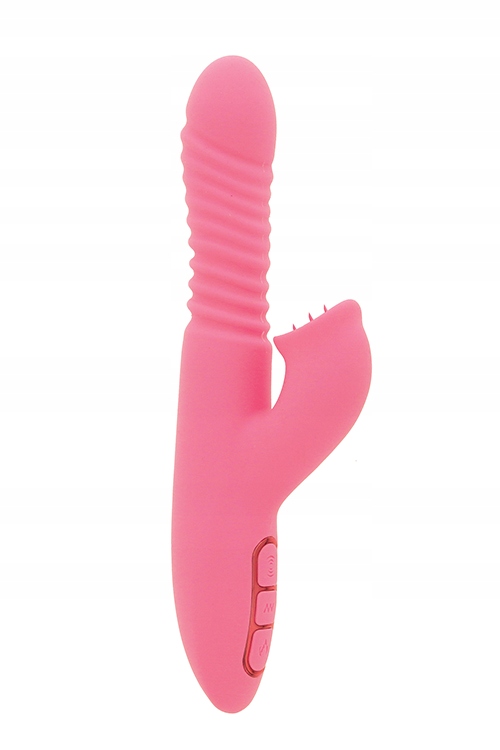 Podgrzewany wibrator ze stymulatorem THRUSTER