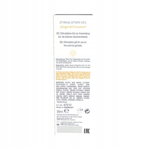 Żel/sprej-Stimulation Gel Ginger & Cinnamon 30