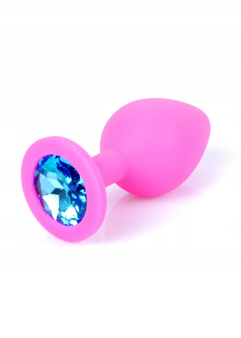 Silikonowy różowy korek Medium- Light Blue Diamond