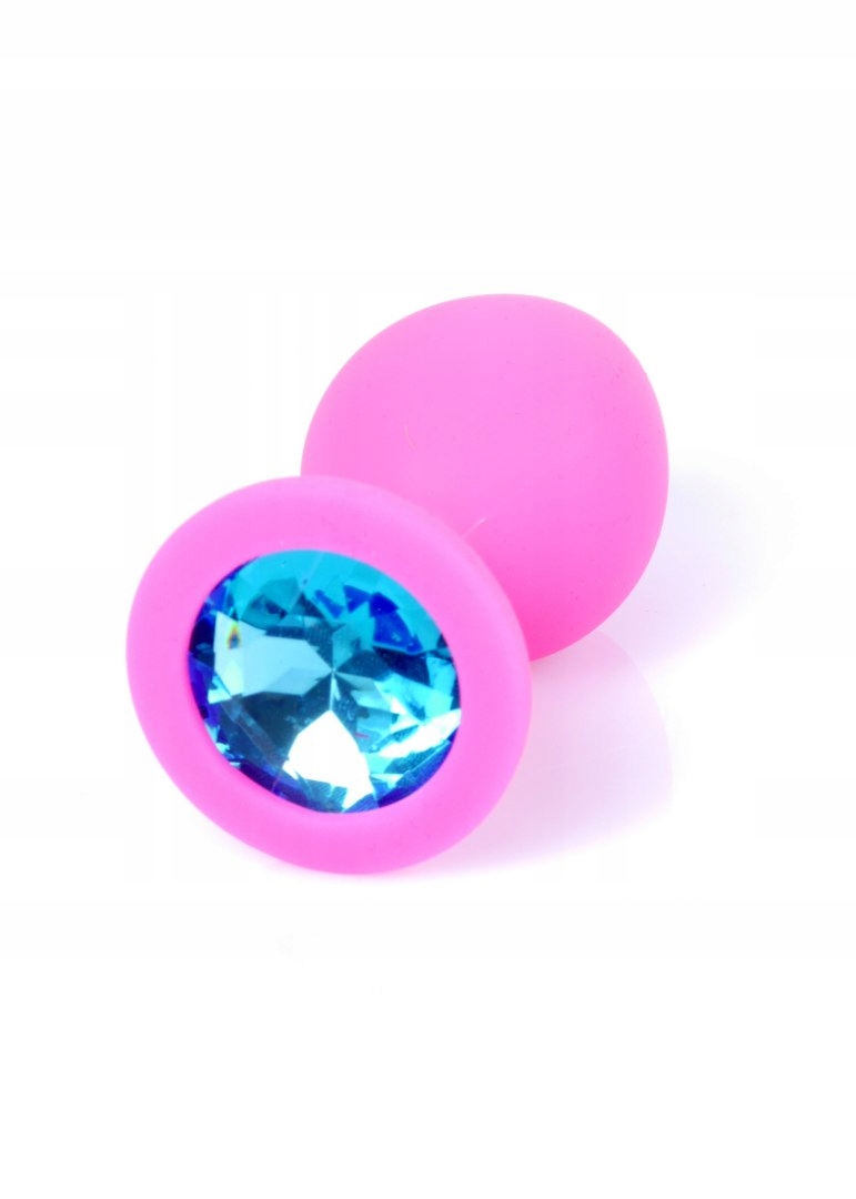 Silikonowy różowy korek Medium- Light Blue Diamond