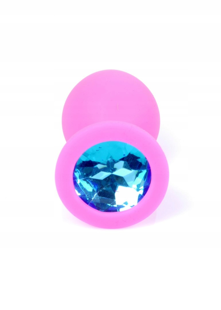 Silikonowy różowy korek Medium- Light Blue Diamond